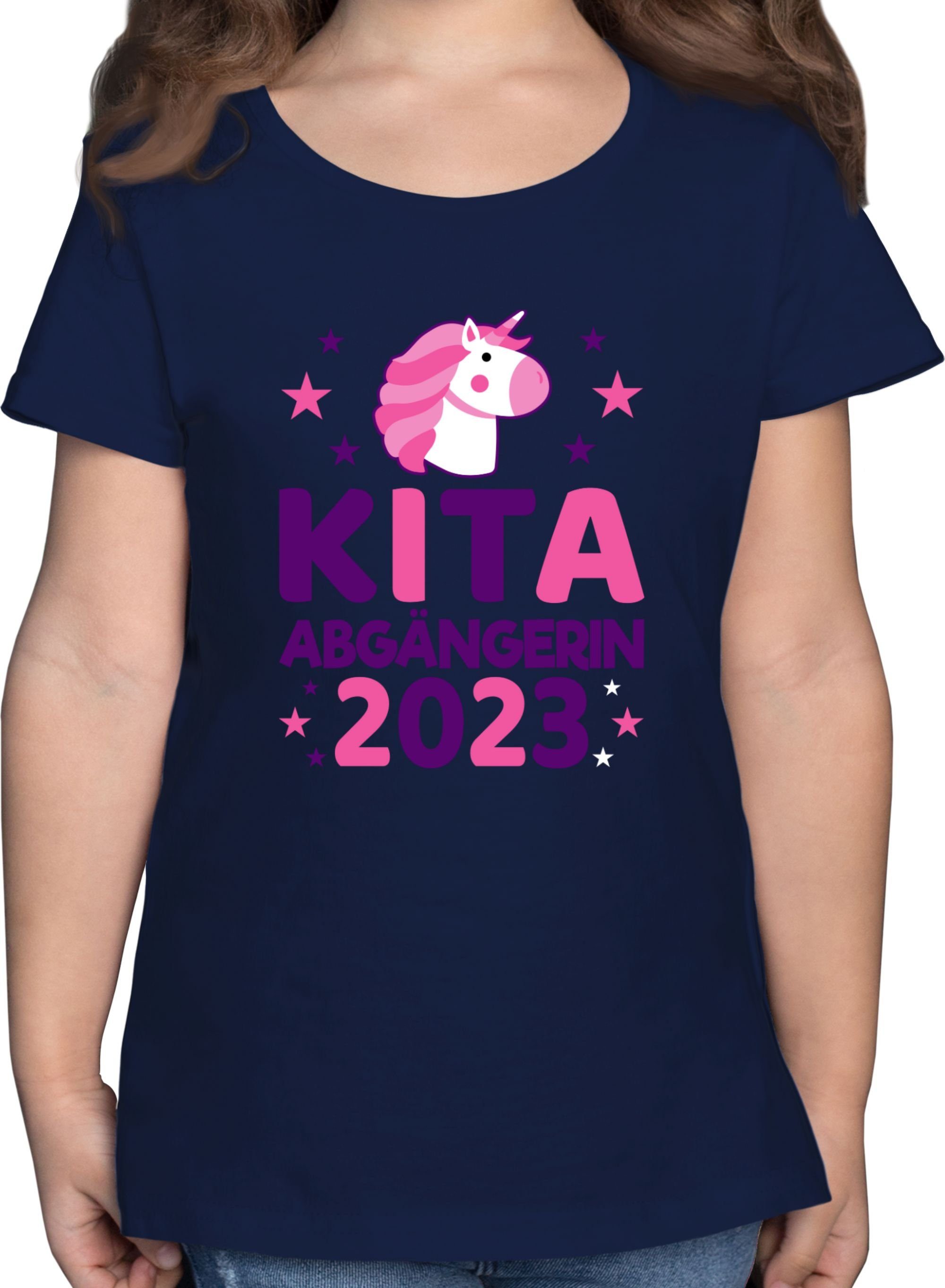 Shirtracer T-Shirt Kita Abgängerin 2023 rosa/lila Einhorn Sterne Einschulung Mädchen 2 Dunkelblau