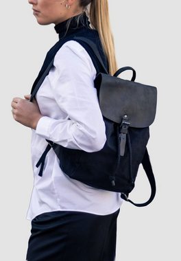 SID & VAIN Rucksack Canvas & Leder Backpack Unisex AKIRA, Cityrucksack Canvas & Echtleder, Rucksack Damen Herren burgundrot