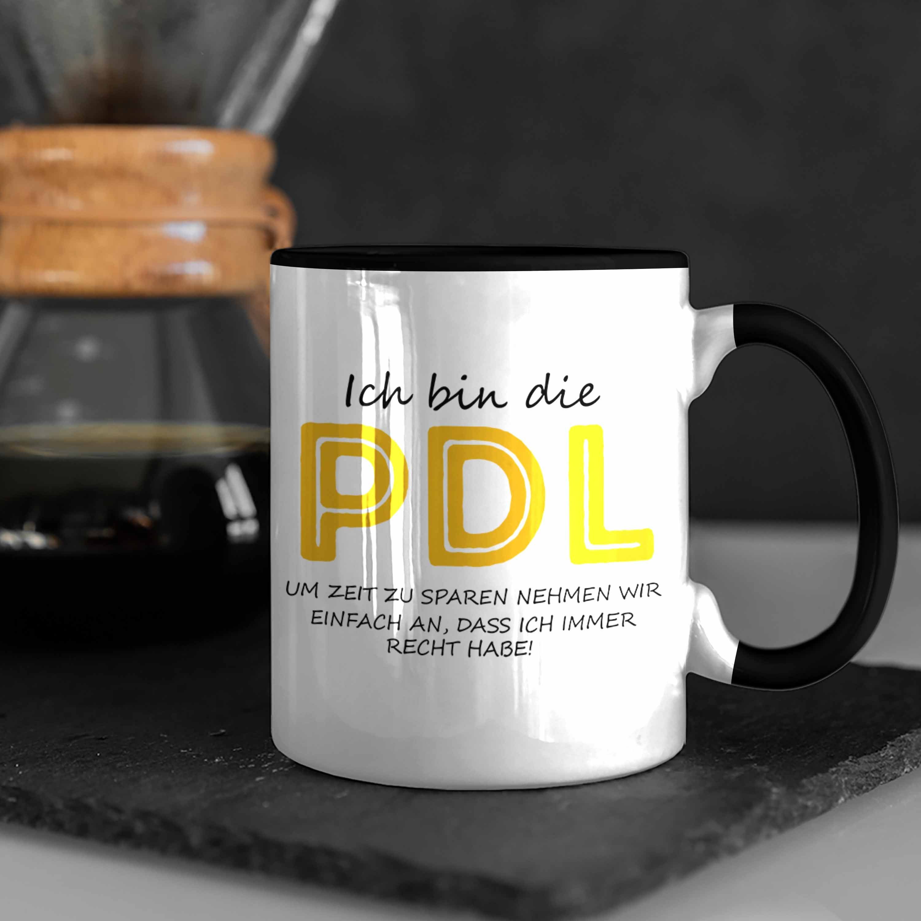 Trendation Tasse Lustige Tasse Schwarz Pflegedienstleitungen Krankenhaus PDL Geschenkidee für