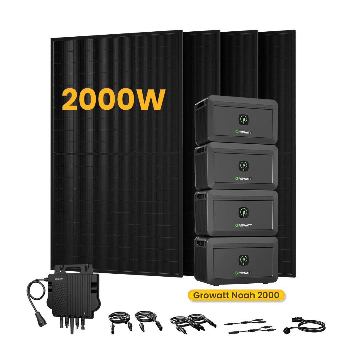 Growatt Balkonkraftwerk Growatt NOAH 2000 Speicher, 2048Wh mit 1800W PV-Eingangsleistung, (Niedrigtemperaturschutz), Fernüberwachung und -steuerung über App