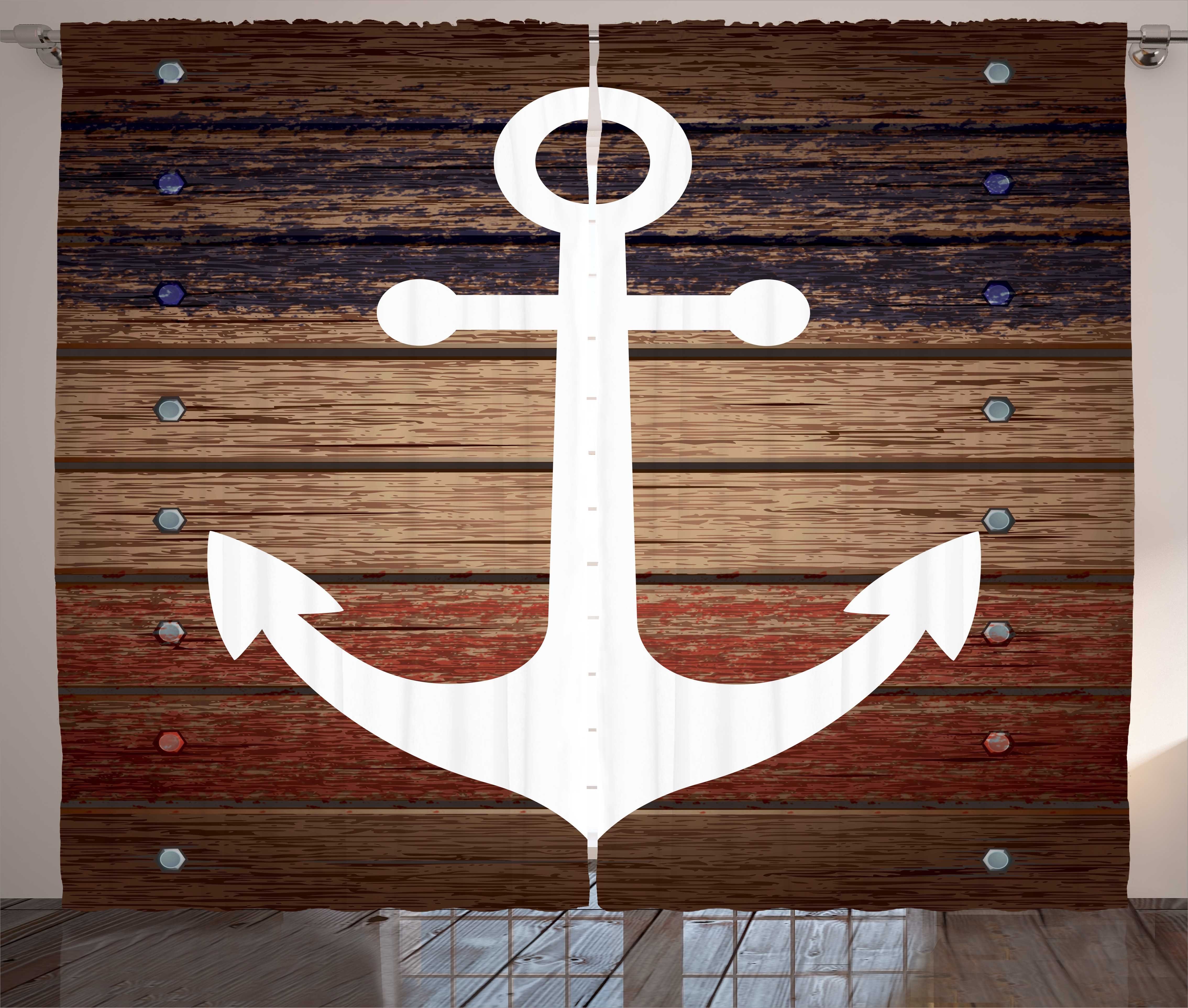 Boot Gardine Anker-Motiv und Thema Vorhang Kräuselband mit Marine Schlafzimmer Haken, Abakuhaus, Schlaufen