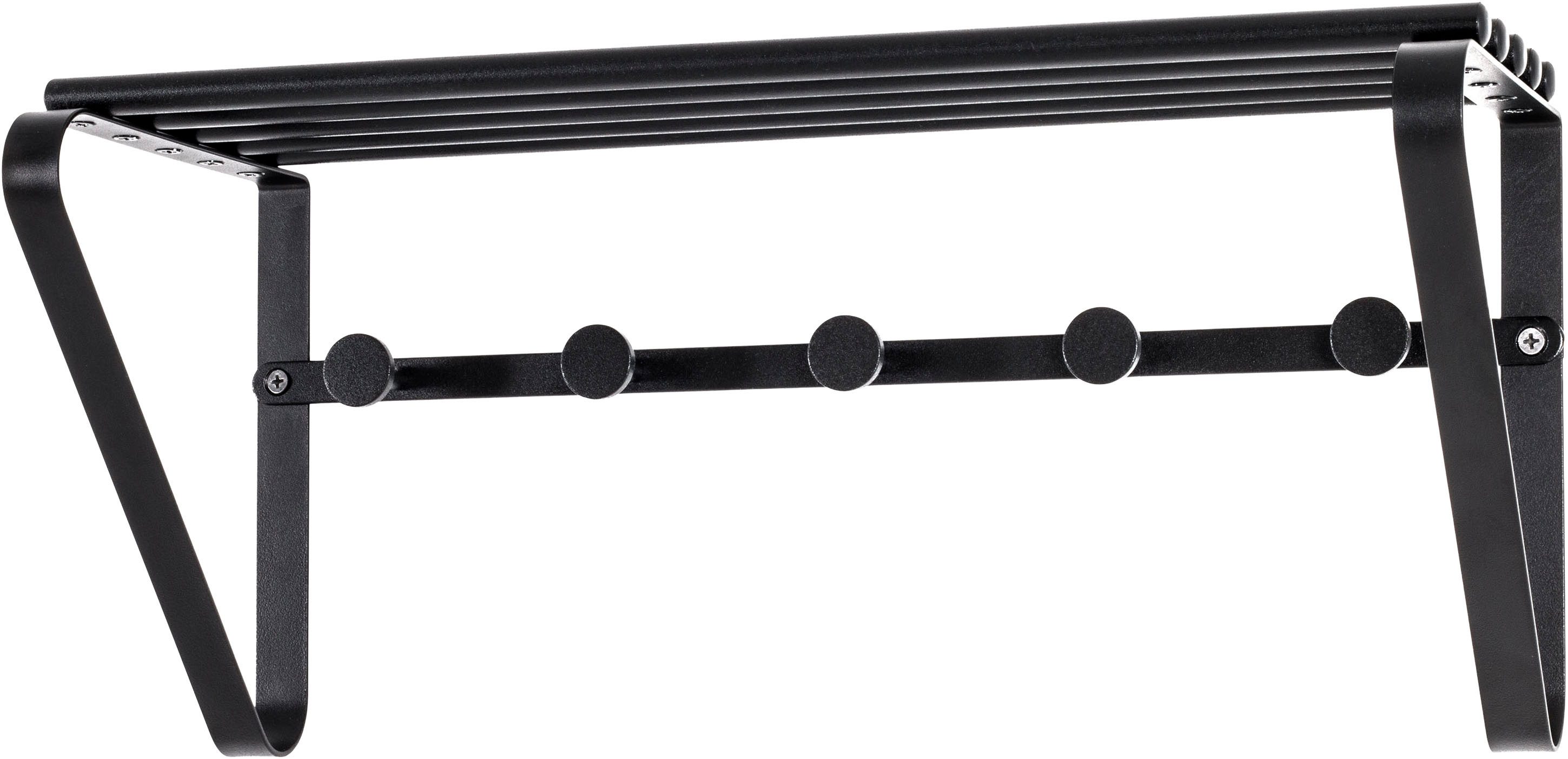 HAKU Garderobenleiste Flurgarderobe, Garderobe, Garderobenhaken, Garderobenleiste, rechteckig - aus Metall Schwarz - B/T/H 45/18/20 cm
