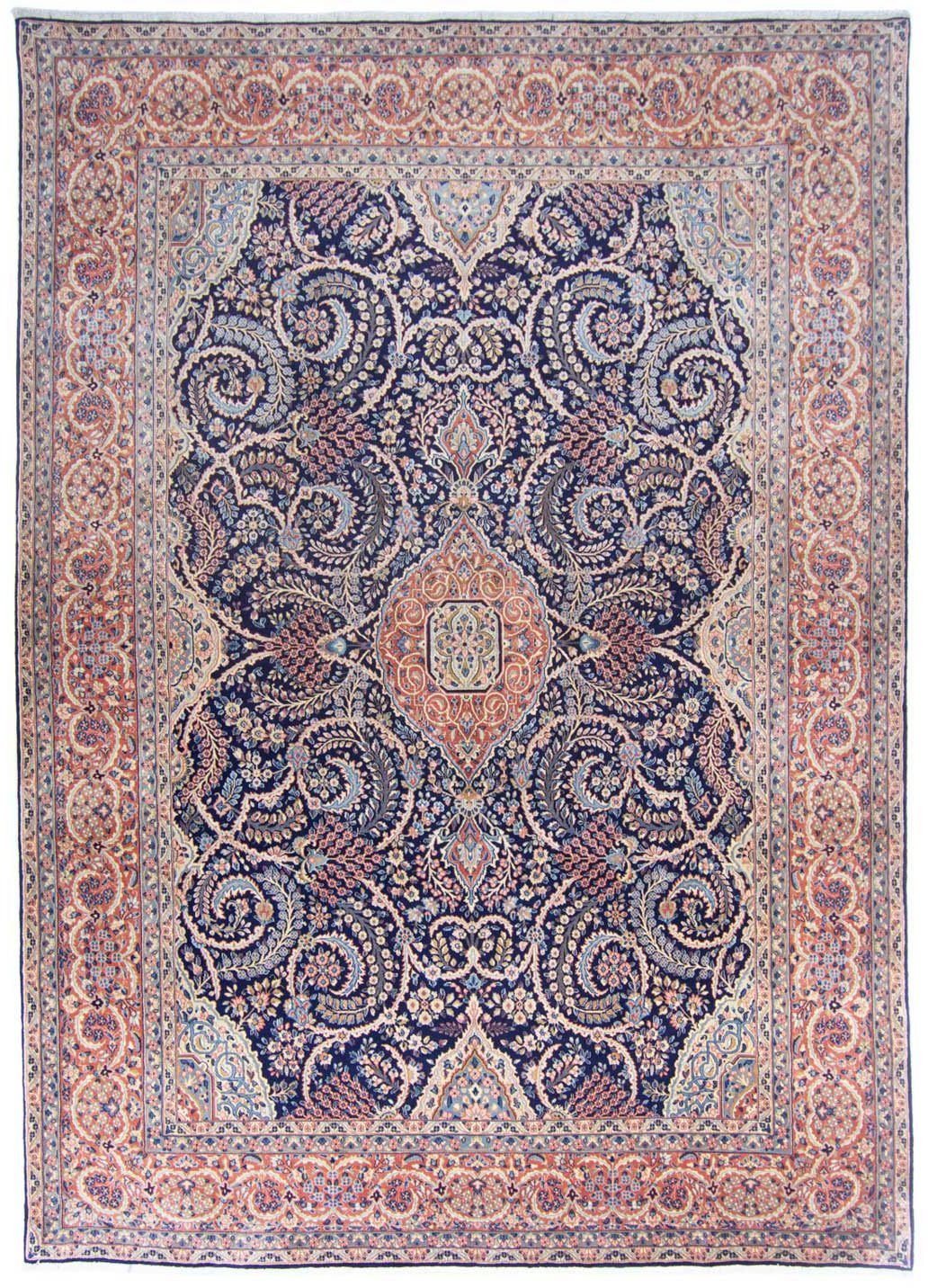 Wollteppich scuro 350 Rafsanjan rechteckig, cm, 251 mit Medaillon Unikat 10 morgenland, x Höhe: Blu mm, Zertifikat