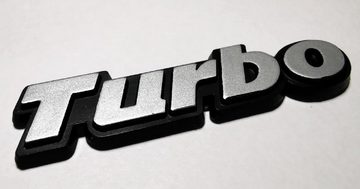 HR Autocomfort Typenschild TURBO Reliefschild 3D Emblem 6 cm silbergrau selbstklebend