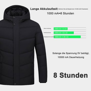 REDOM Funktionsweste Herren Damen Herrenjacke Winter Beheizbare Winterjacke Jacke + kapuze (für Outdoor Wandern Jagd Motorrad Camping Skifahren, Kapuzenjacke, Wärmemantel) Beheizte Herrenjacke, Mit Entendaunen