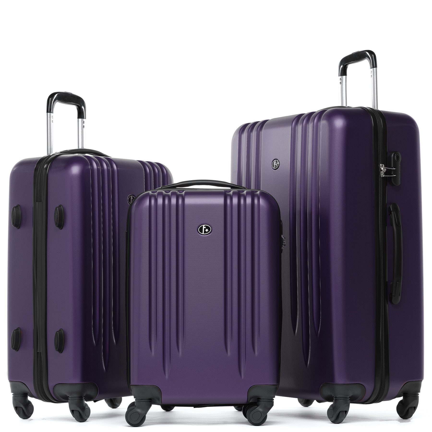 FERGÉ Kofferset Hartschale 3 teilig Koffer Set Marseille, 4 Rollen, (3er Kofferset stabil und leicht mit Zahlenschloß, 3 tlg., Hartschalen-Trolley Set 3 Größen Handgepäck Koffer M XL), Trolley 3er Koffer Set, Reisekoffer 4 Rollen, Premium Rollkoffer