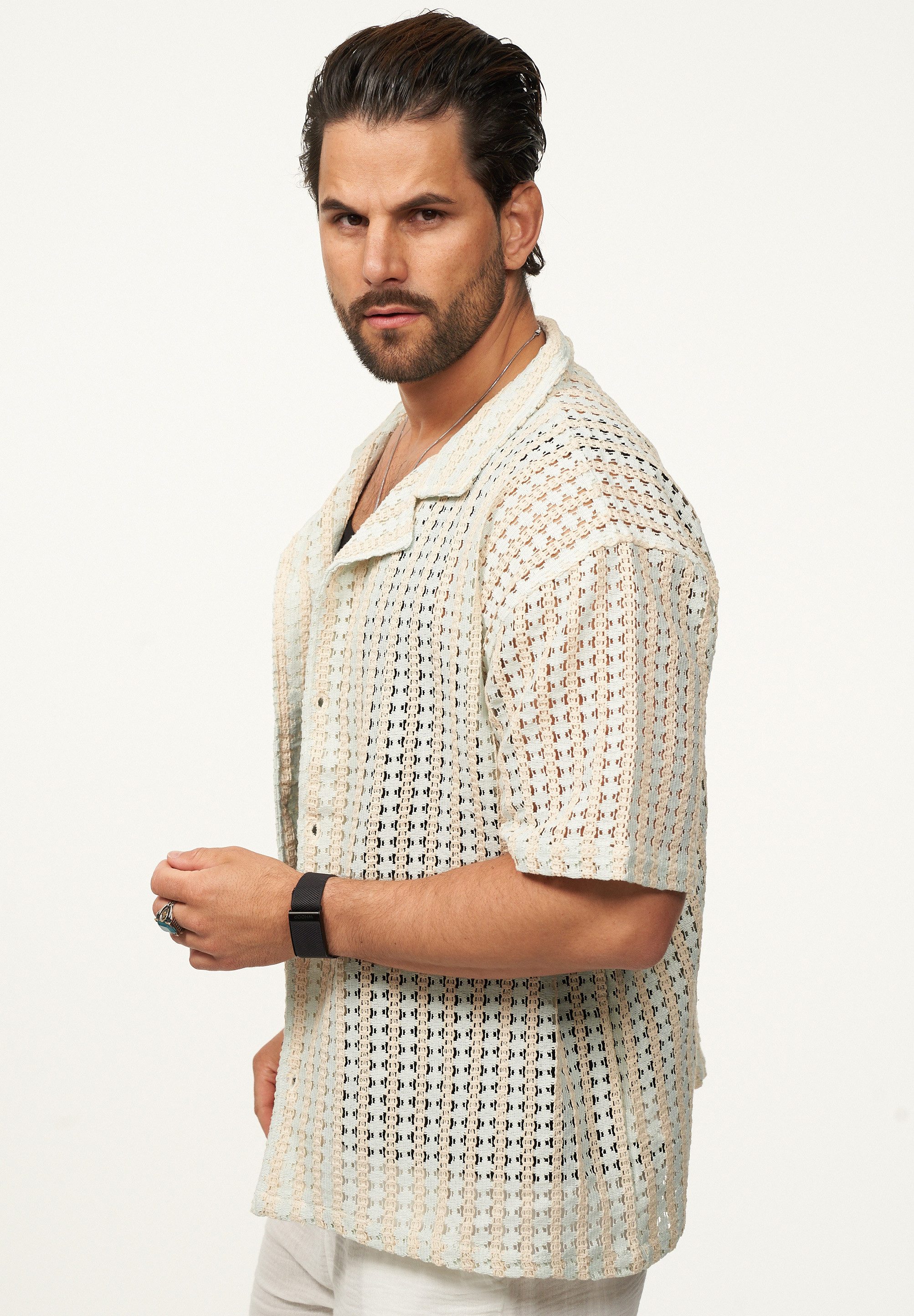 SOULSTAR Kurzarmhemd im Vintage Summer-Look Herren Kurzarm Strick Polo-Hemd T-Shirt