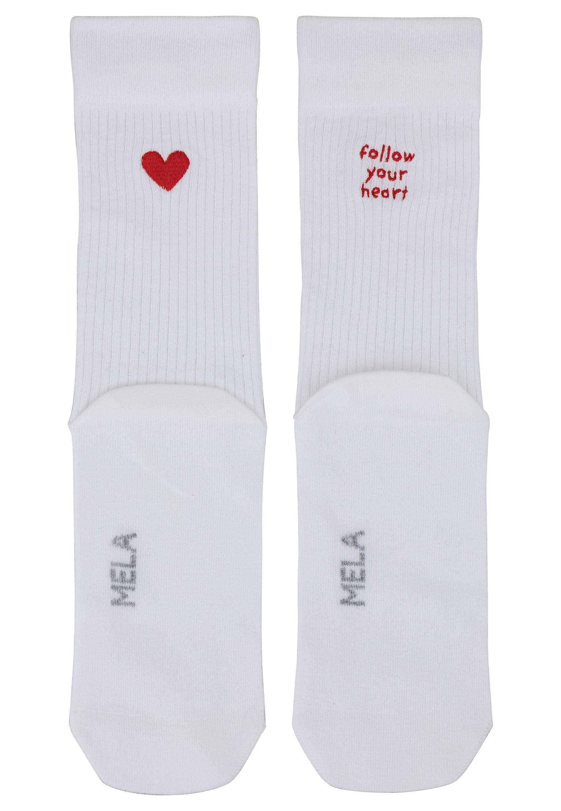 MELA Socken Gerippte Socken Stickerei 2 Paare Frei von Polyester und Polyamid