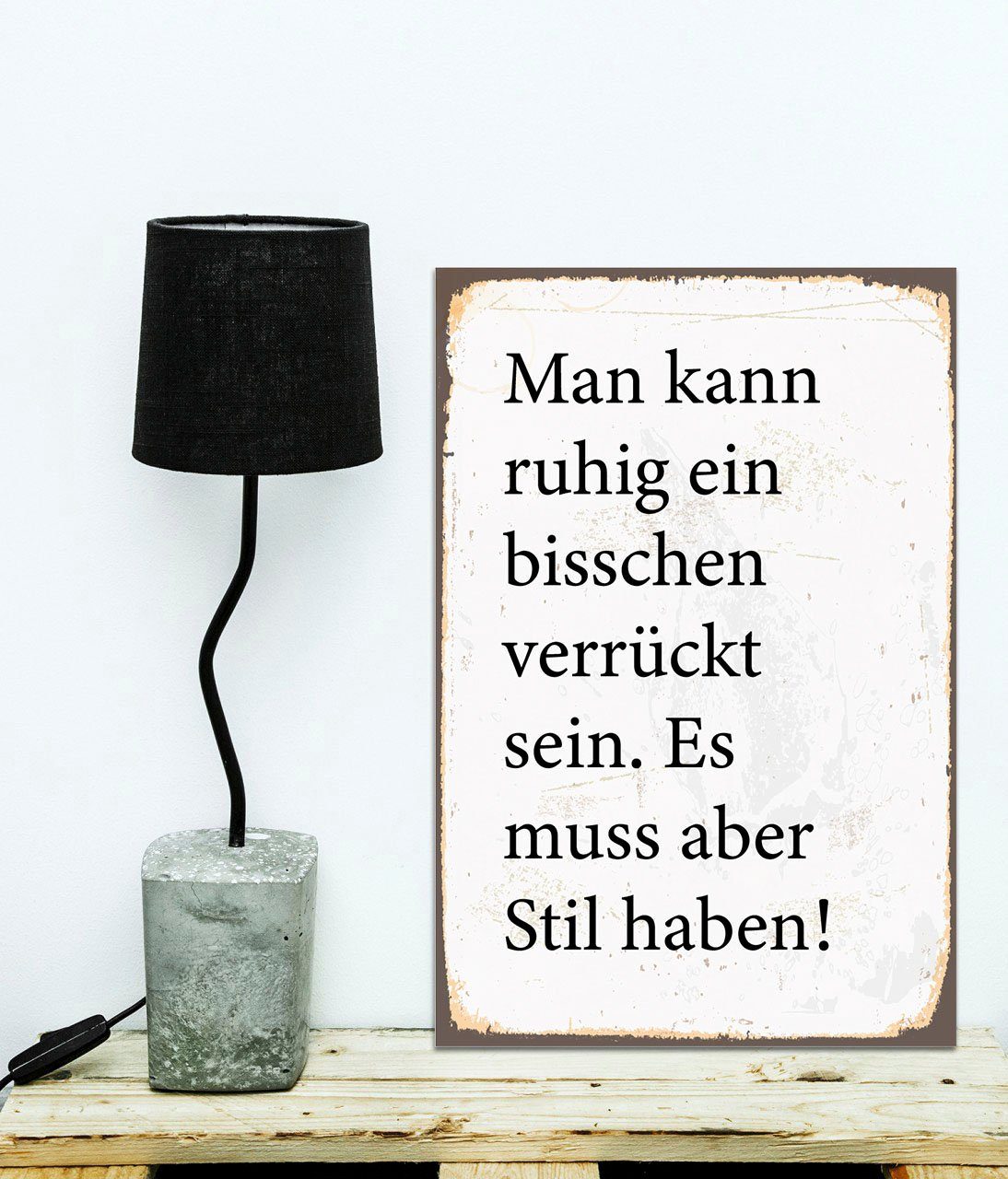 queence Metallbild Ein bisschen verrückt, Schriftzug, Schriftzüge (1 St), Stahlschilder