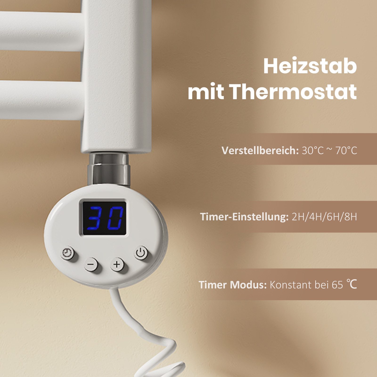 EMKE Elektrischer Badheizkörper mit Thermostat Höhe: 140cm, Breite:40/50/60 günstig online kaufen