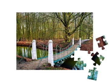 puzzleYOU Puzzle Flussbrücke im Herbstpark, 48 Puzzleteile, puzzleYOU-Kollektionen Brücken, Brücken & Brunnen