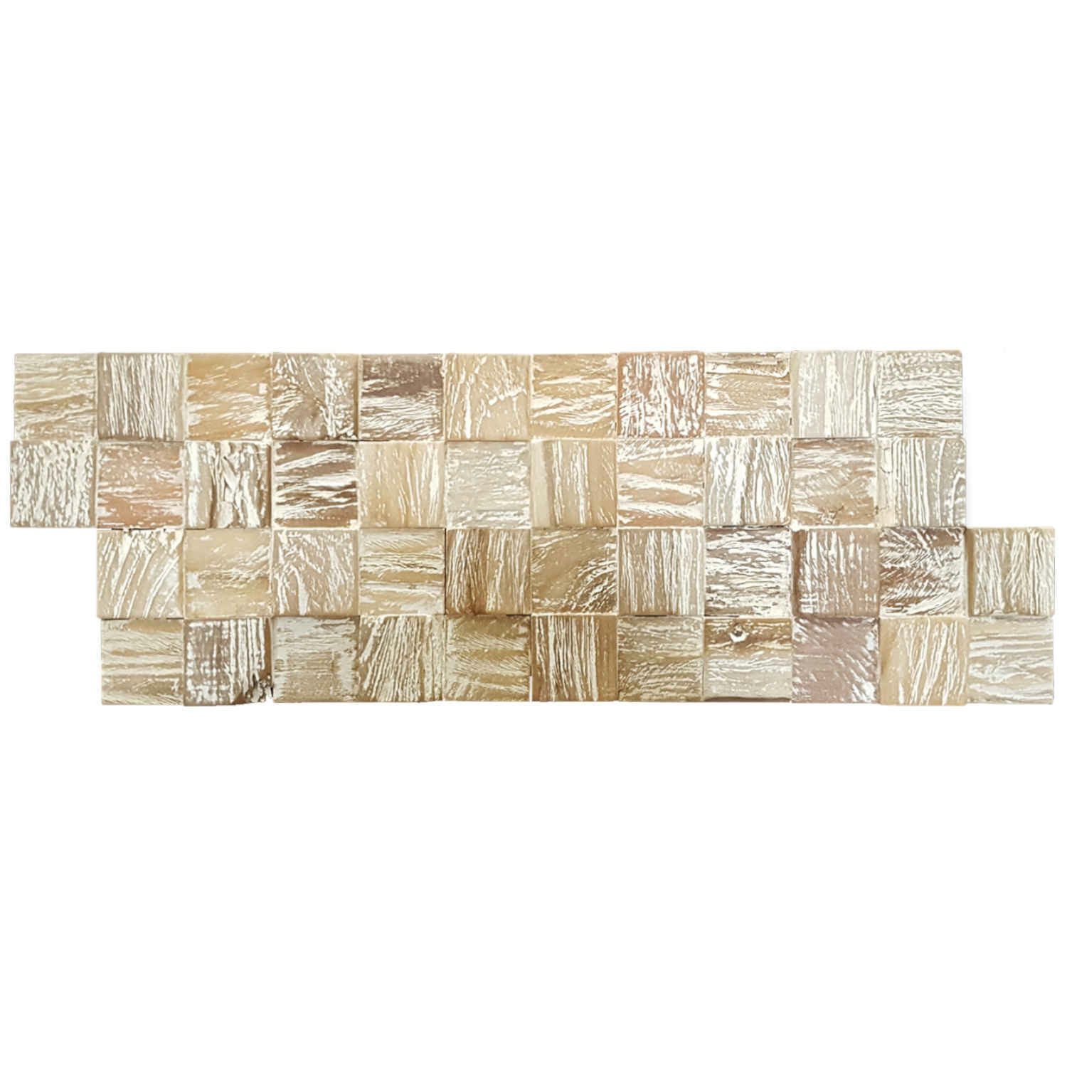 Casa Moro 3D Wandpaneel Holz Wandverkleidung White Washed Cube, BxL: 18,00x49,50 cm, 0,09 qm, (Teakholz, Handgefertigt) CB-002