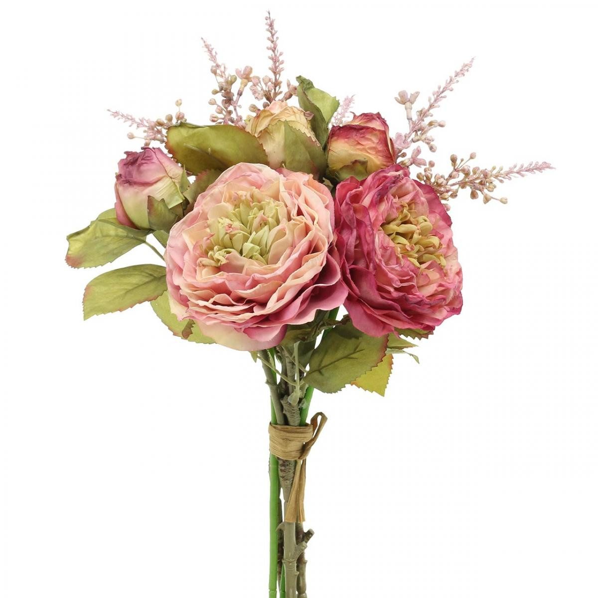 Kunstblume Künstliche Rosen Herbstbouquet Seidenblumen Altrosa Violett, Viana, Höhe 36 cm
