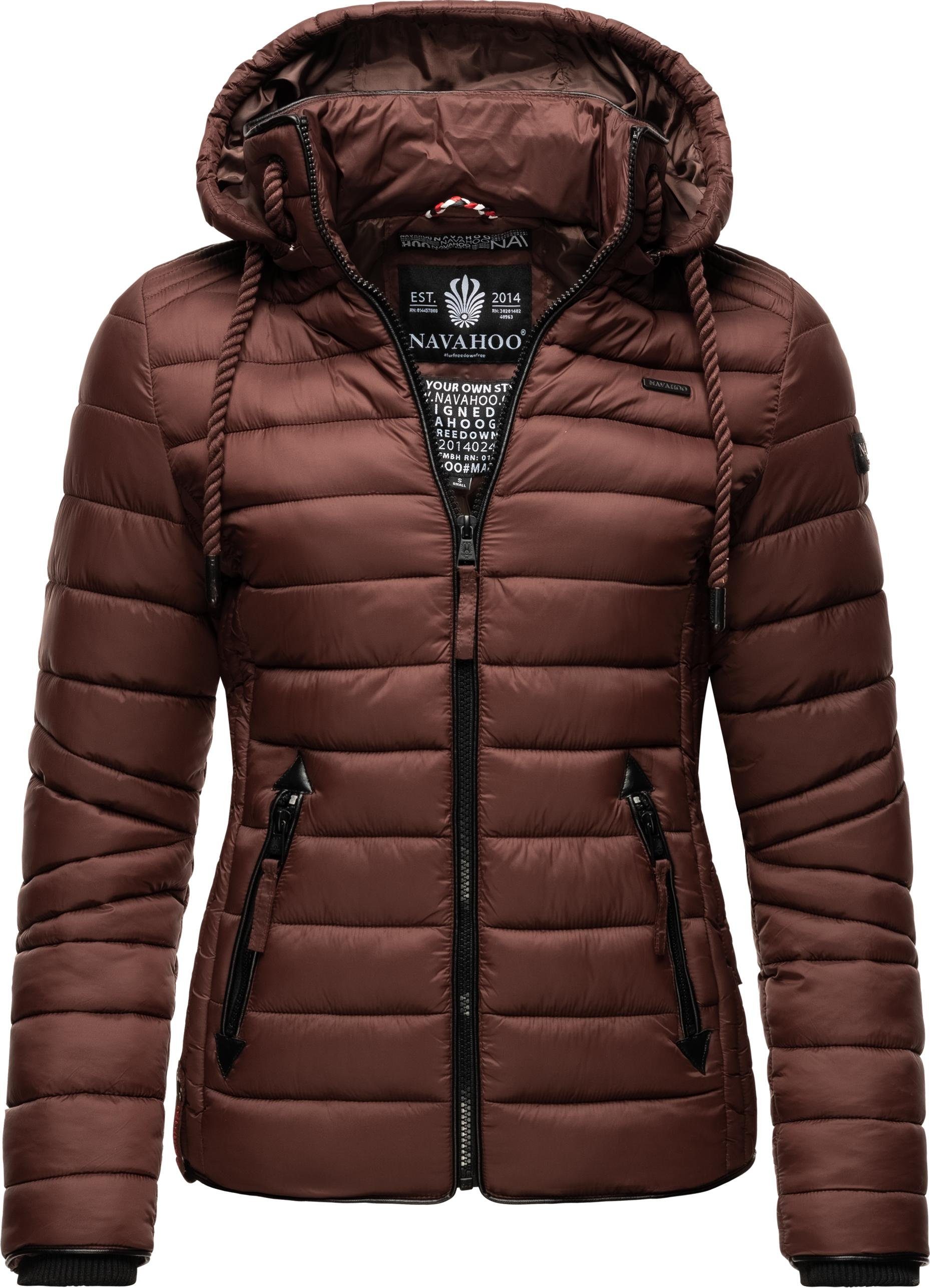 Navahoo Steppjacke Lulana leichte brown mit Übergangsjacke Kapuze