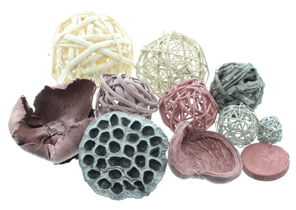 Home-trends24.de Dekokugel Rattan Kugeln Fruchthülsen Dekokugeln Set