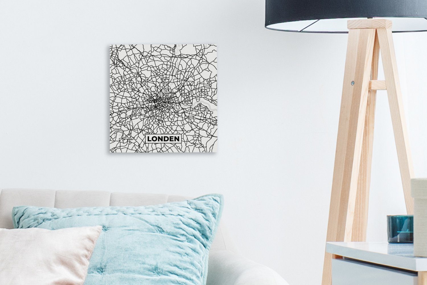OneMillionCanvasses® Leinwandbild London - Weiß für (1 Wohnzimmer und Schlafzimmer Karte, Bilder Schwarz - - Stadtplan St), Leinwand