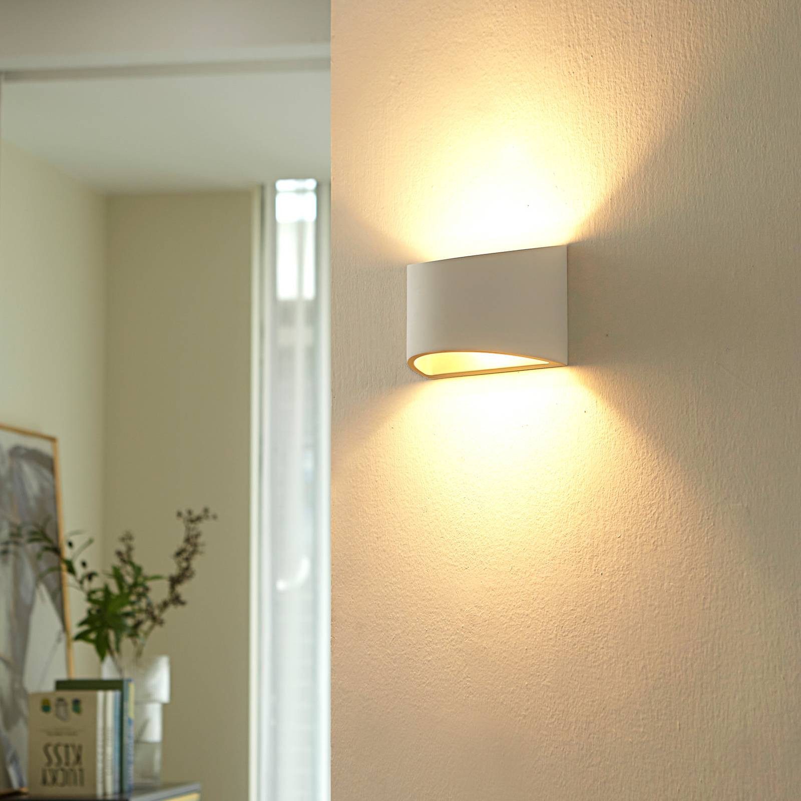 Lindby Wandleuchte Heiko, Gips Weiß IP20, 1 x 5 W LED
