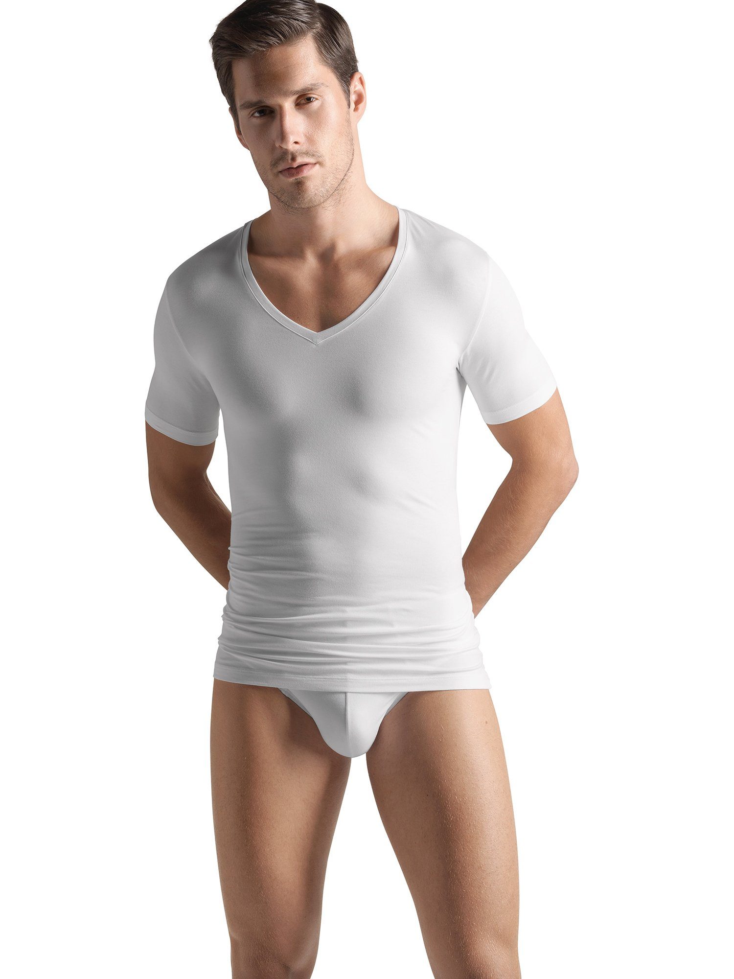 (1-tlg) Cotton white V-Shirt Superior Hanro