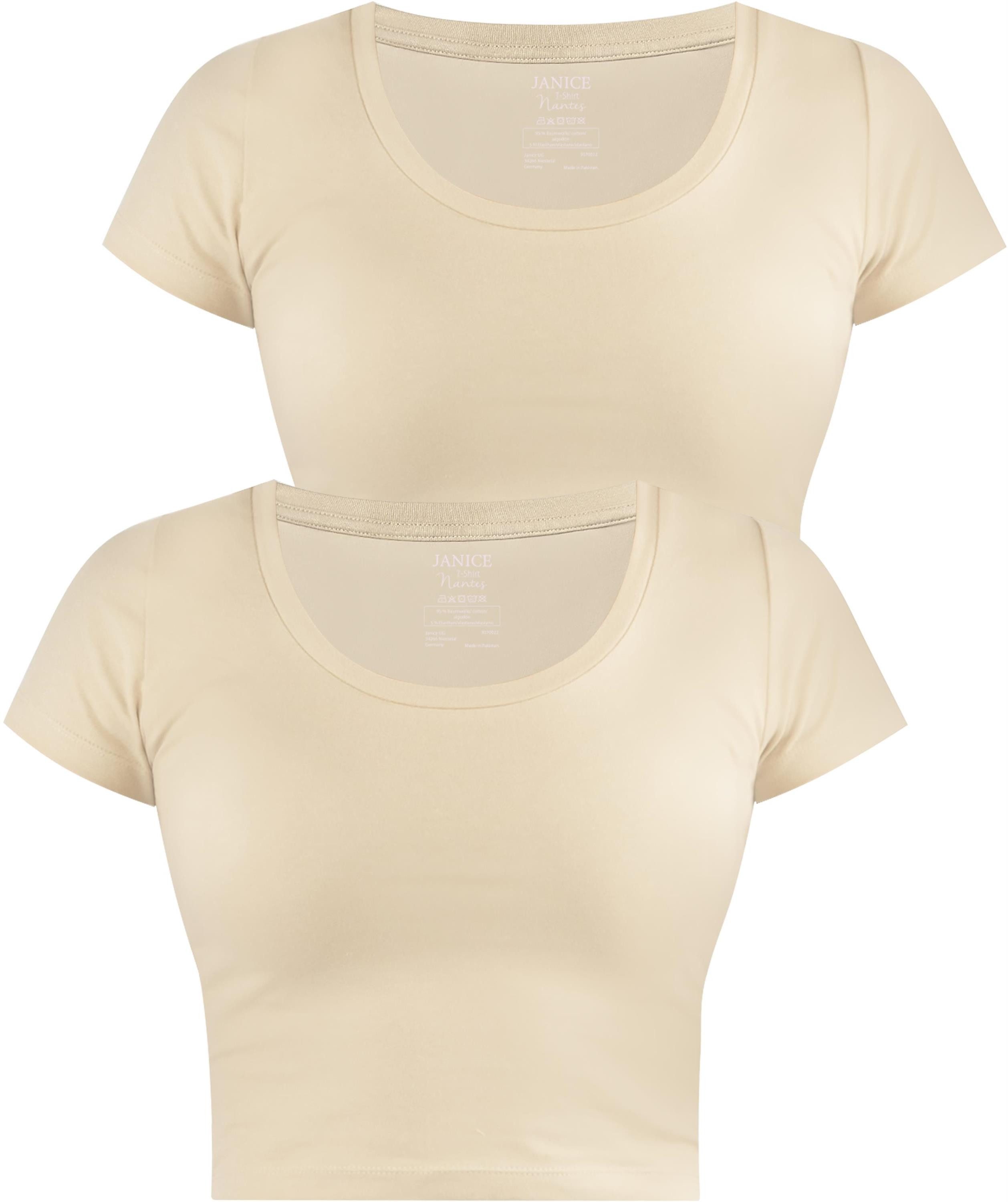 Janice Kurzarmshirt 2 x Damen crop T-Shirt Nantes Kurzes Shirt aus Baumwolle