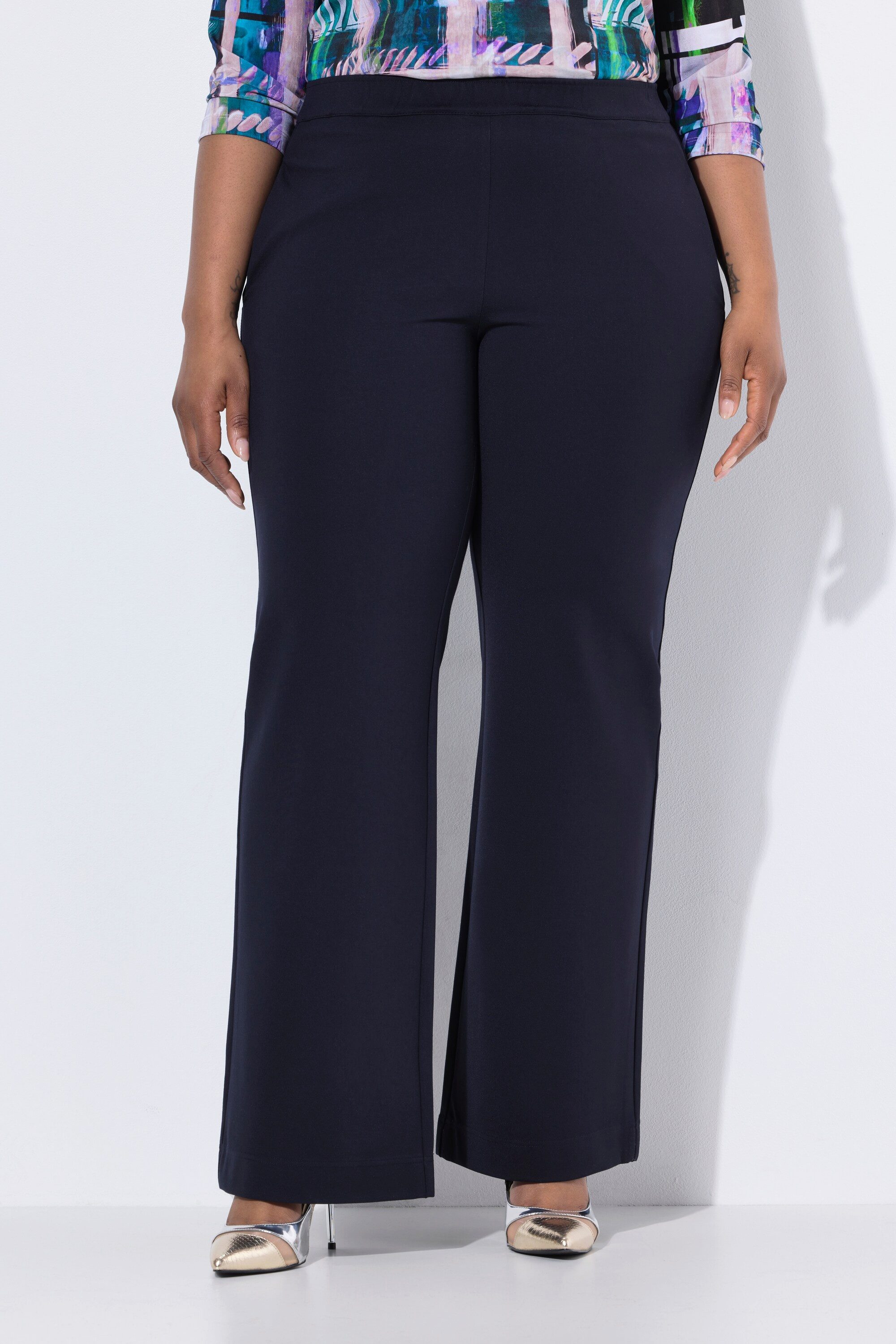 Ulla Popken Schlupfhose Punto-Hose gerades weites Bein Elastikbund günstig online kaufen