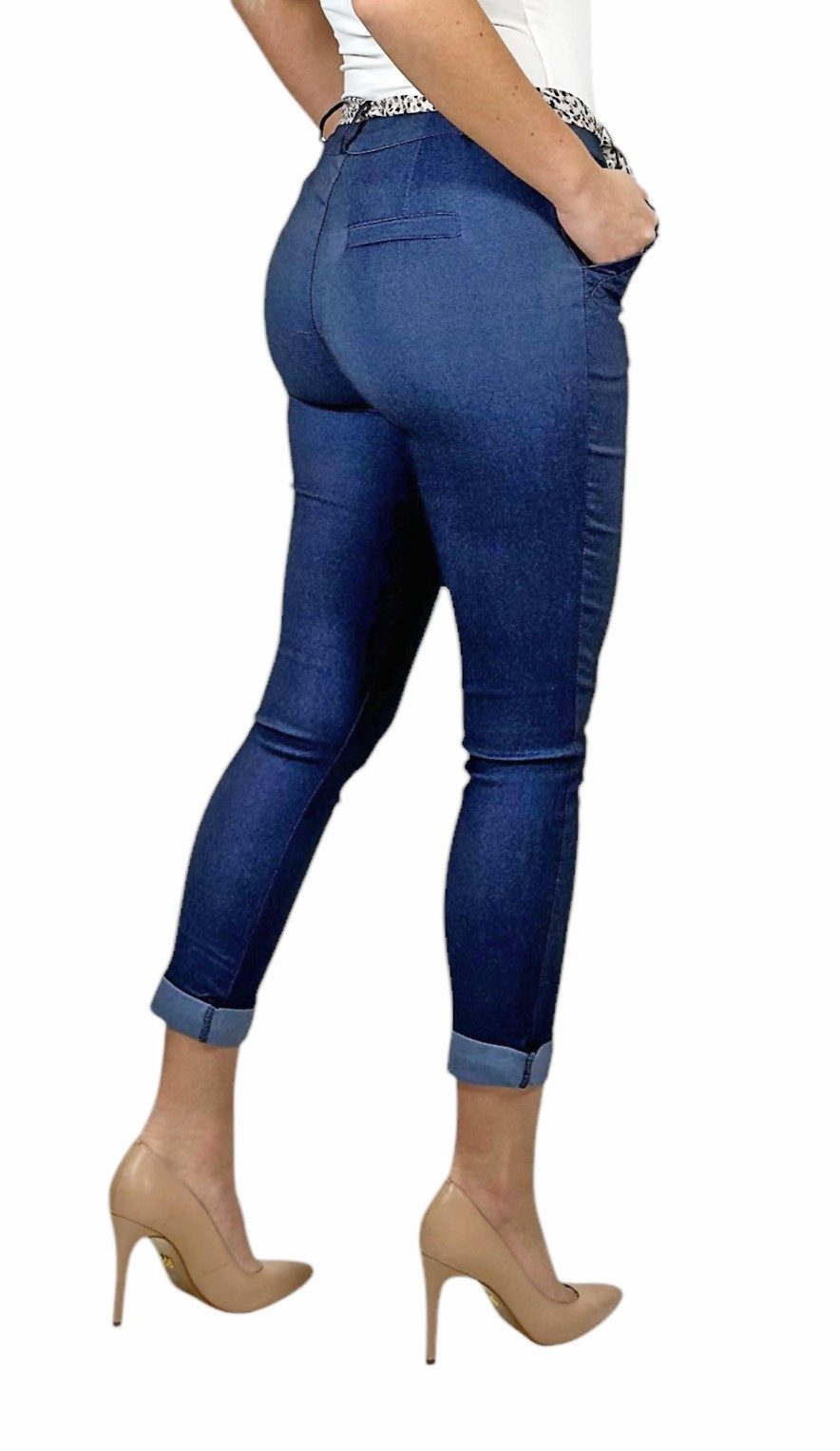 Mississhop Stretch-Hose Female Damen Stretch Klassische Chino Hose mit gemustertem Tuch N. 366