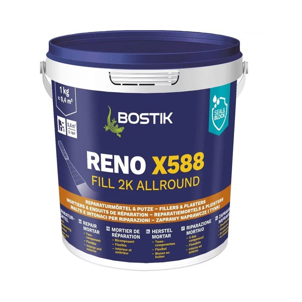 BOSTIK Mörtel Bostik Reno X588 Fill 2K Allround 1Kg Eimer Reparaturmörtel, Zweikomponentig