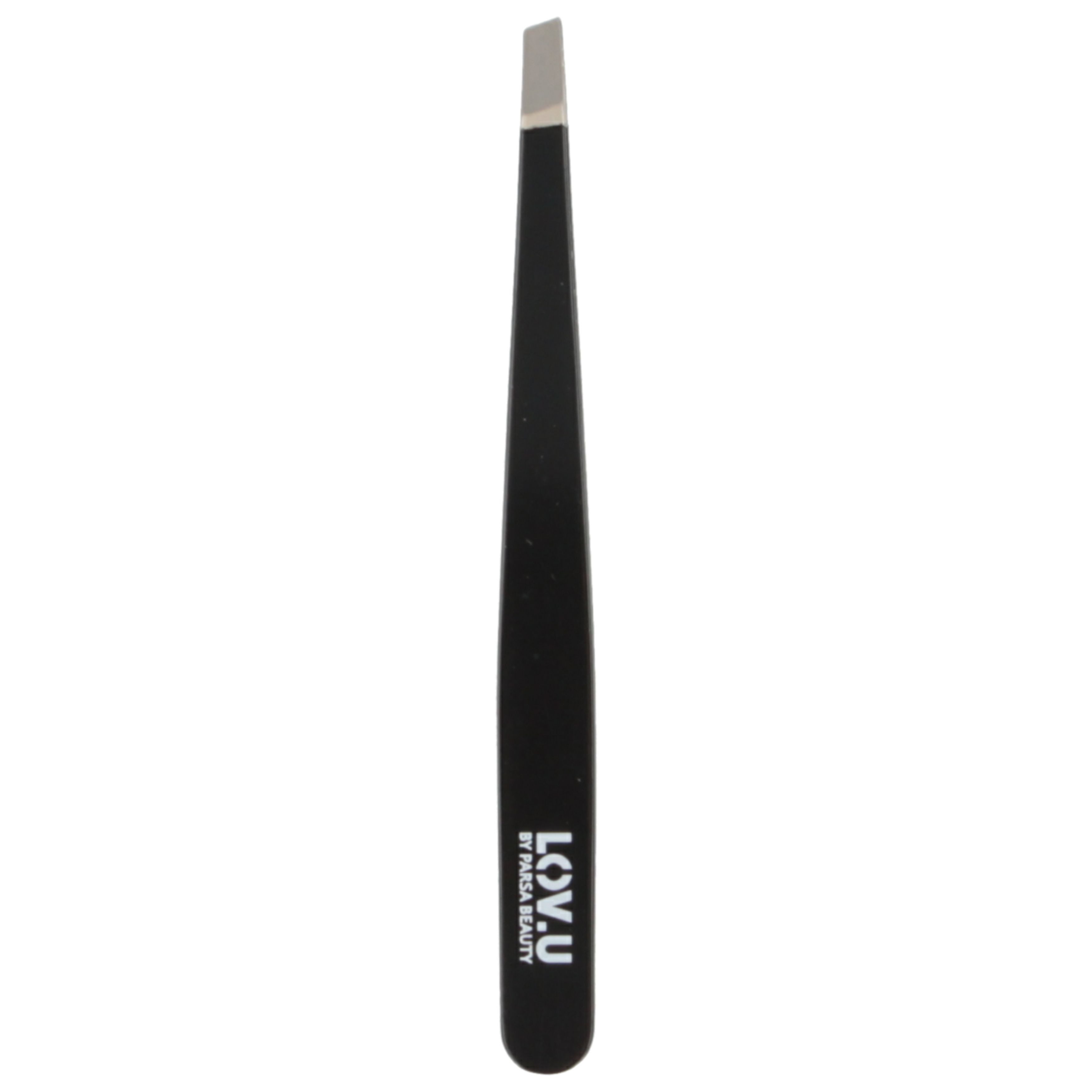 PARSA Beauty Augenbrauenpinzette LOV.U Pinzette in Schwarz aus Edelstahl mit abgeschrägter Spitze