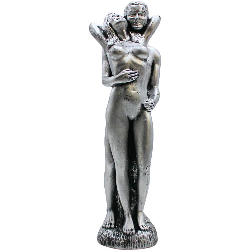 Dekohelden24 Formkerze Hochwertige Kerze als Liebespaar in Silber, Größe L / B / H: ca. 6 x 6 x 29 cm