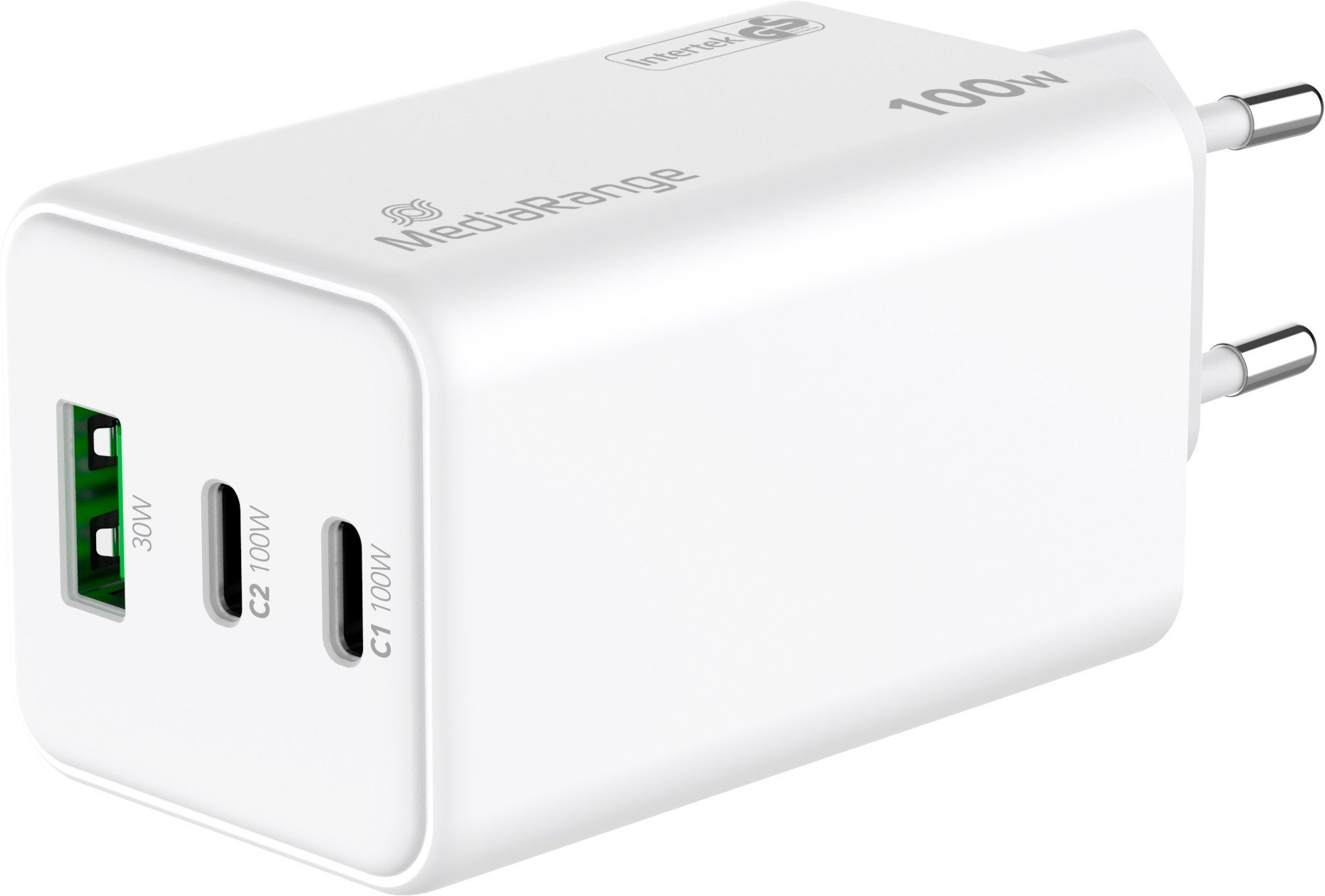 Mediarange Mediarange Ladegerät Power Adapter 100 Watt GaN USB-A + 2x USB-C USB-Ladegerät – Bild 5 von 5