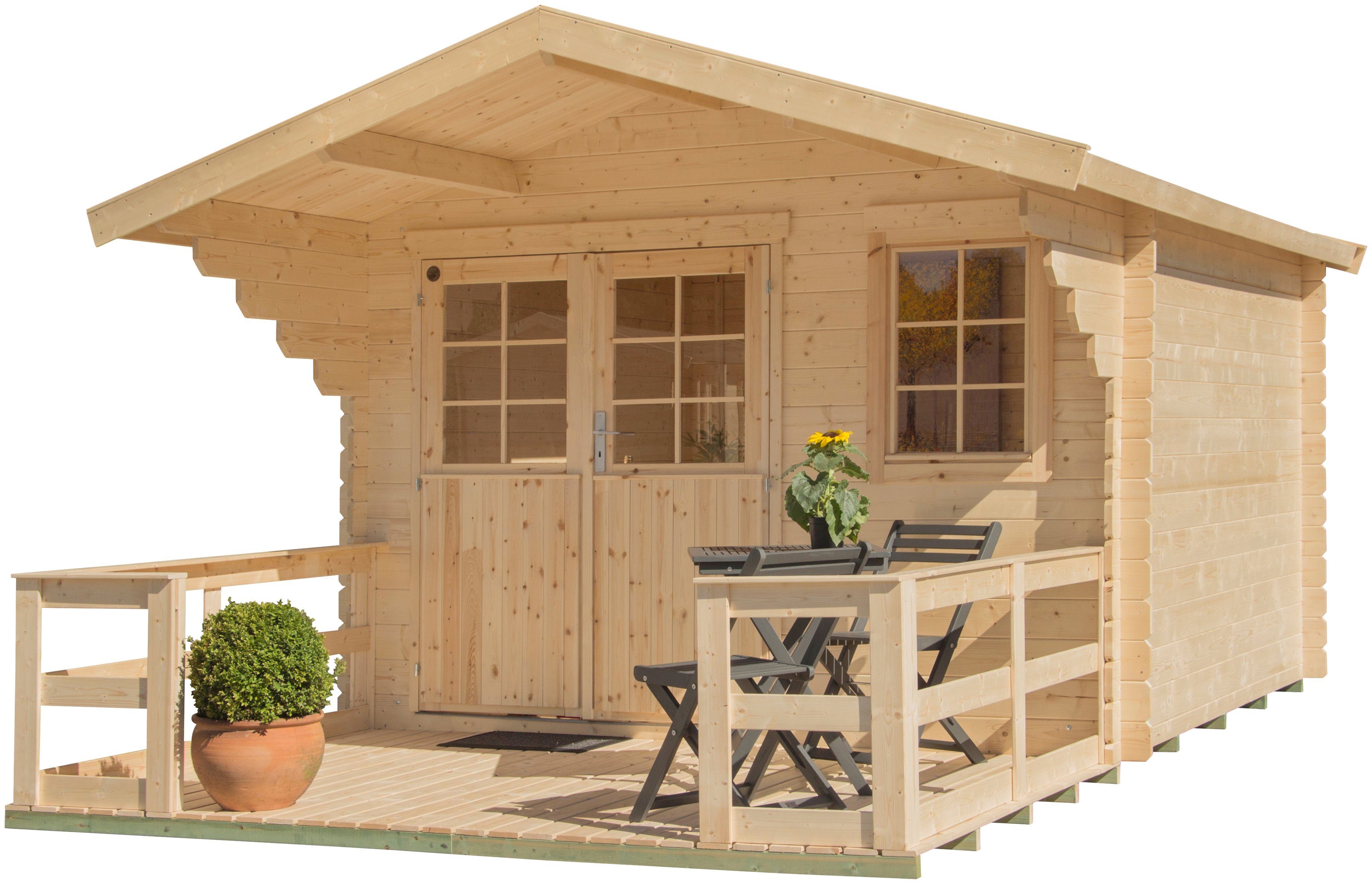 BxT: Kallenberg (Set), Gartenhaus und 2, Vordach 340x443 Fußboden mit Terrasse, cm, KONIFERA