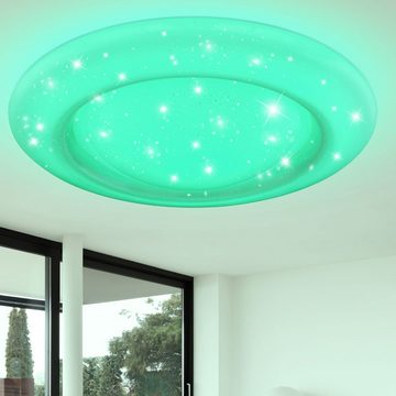 etc-shop LED Deckenleuchte, LED-Leuchtmittel fest verbaut, Kaltweiß, Warmweiß, Neutralweiß, Tageslichtweiß, Farbwechsel, RGB LED Decken Lampe Flur Sternen Effekt Tages-Licht FERNBEDIENUNG