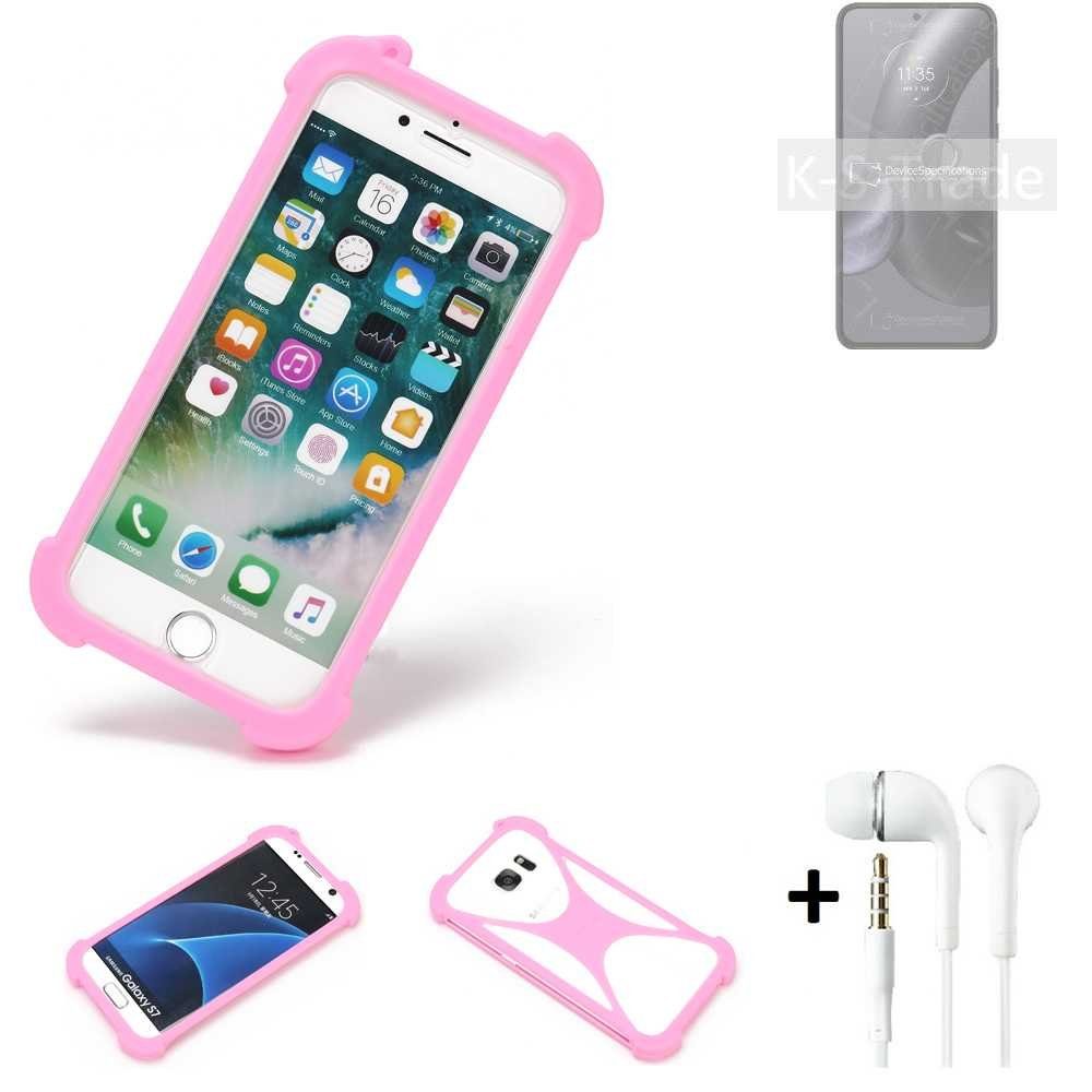 K-S-Trade Handyhülle für Motorola Edge 30 Neo, Bumper + Kopfhörer Handy Hülle Schutzhülle Silikon Schutz Hülle