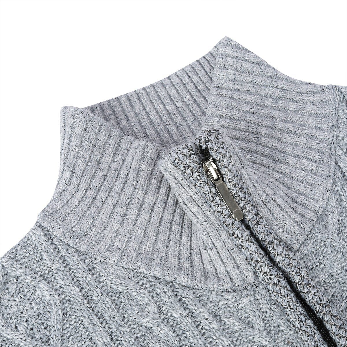 Allthemen Cardigan mit Stehkragen Herren Strickjacke mit reißverschluss