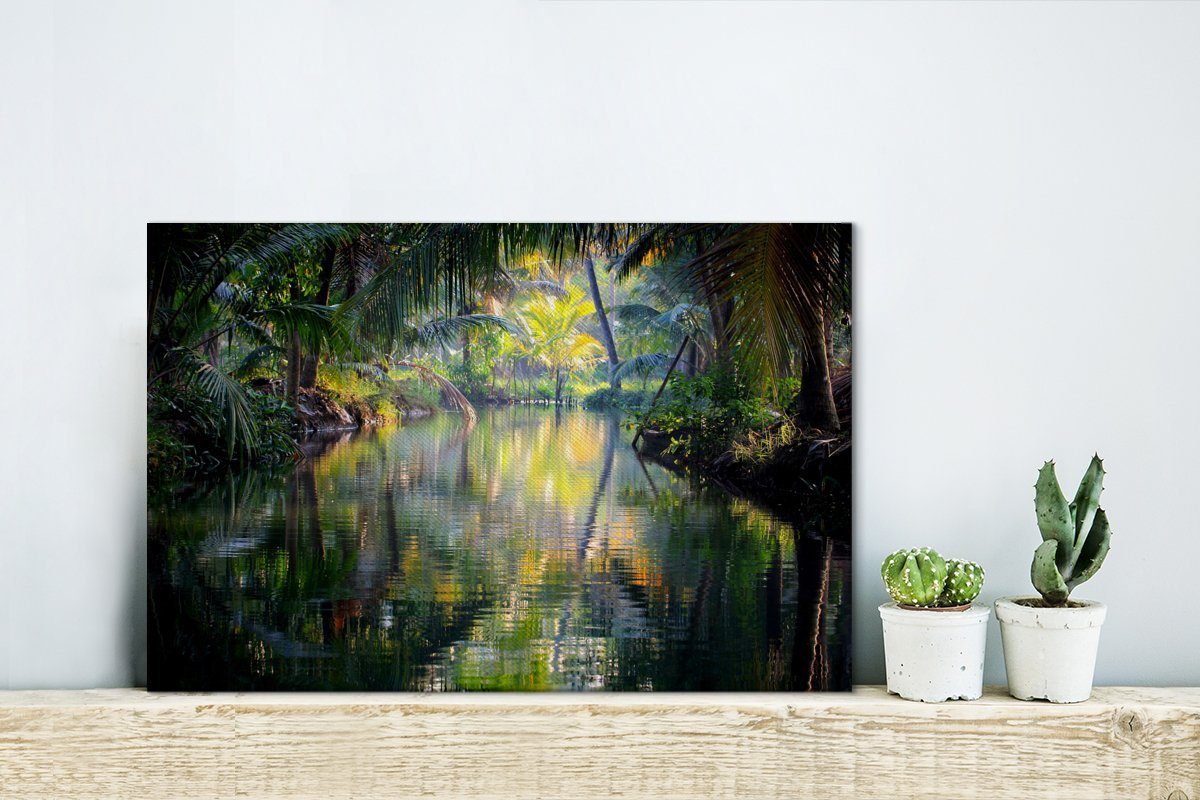 Backwaters Leinwandbild Munroe, Indien, der auf Wanddeko, cm Wandbild Leinwandbilder, OneMillionCanvasses® (1 Aufhängefertig, Kerala Insel 30x20 St),