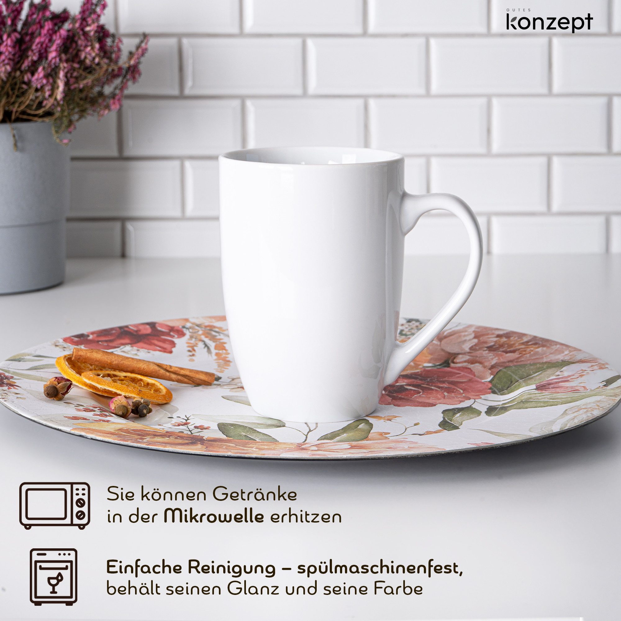 KONZEPT Becher Große Kaffeebecher 500ml (2er-Set) – Becher aus hochwertigem Porzellan, 2-tlg., stilvoll für Kaffee, Tee & Heißgetränke – Bild 4 von 5