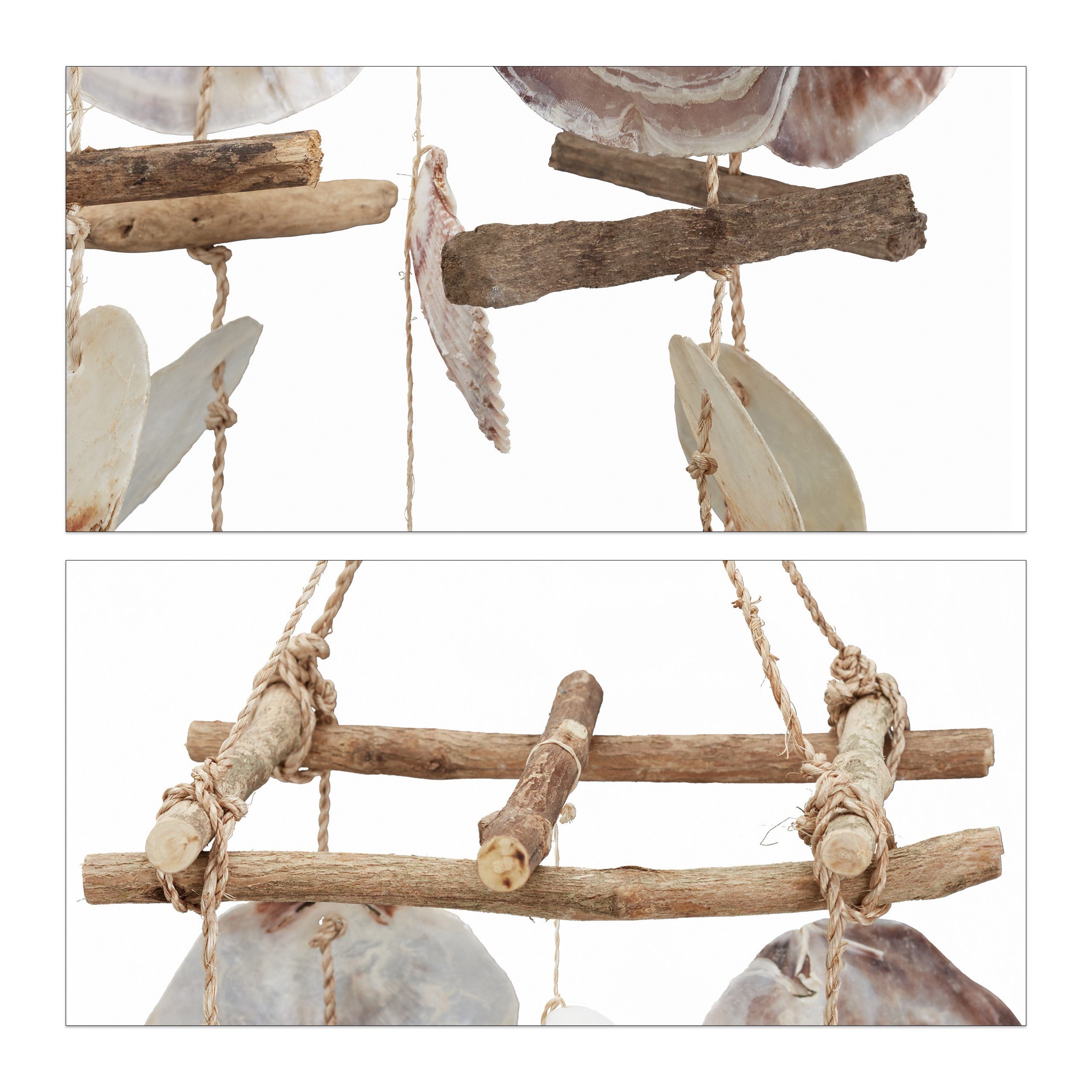 relaxdays Windspiel Treibholz mit Muschel