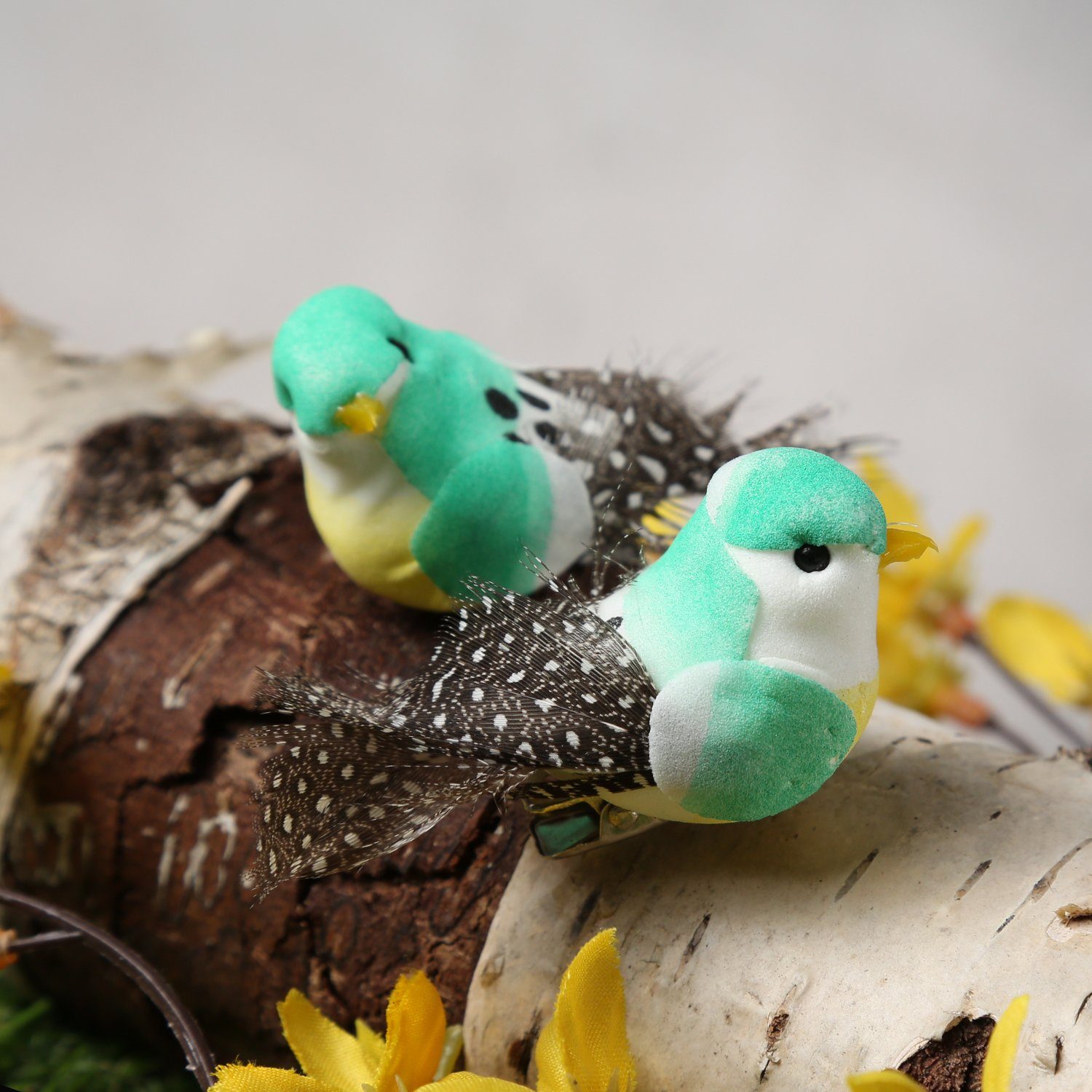 Frühling MARELIDA Vögel Deko Mini mint mit 2,5cm Tierfigur Osterdeko 2St. St) Klammer (2 Federn