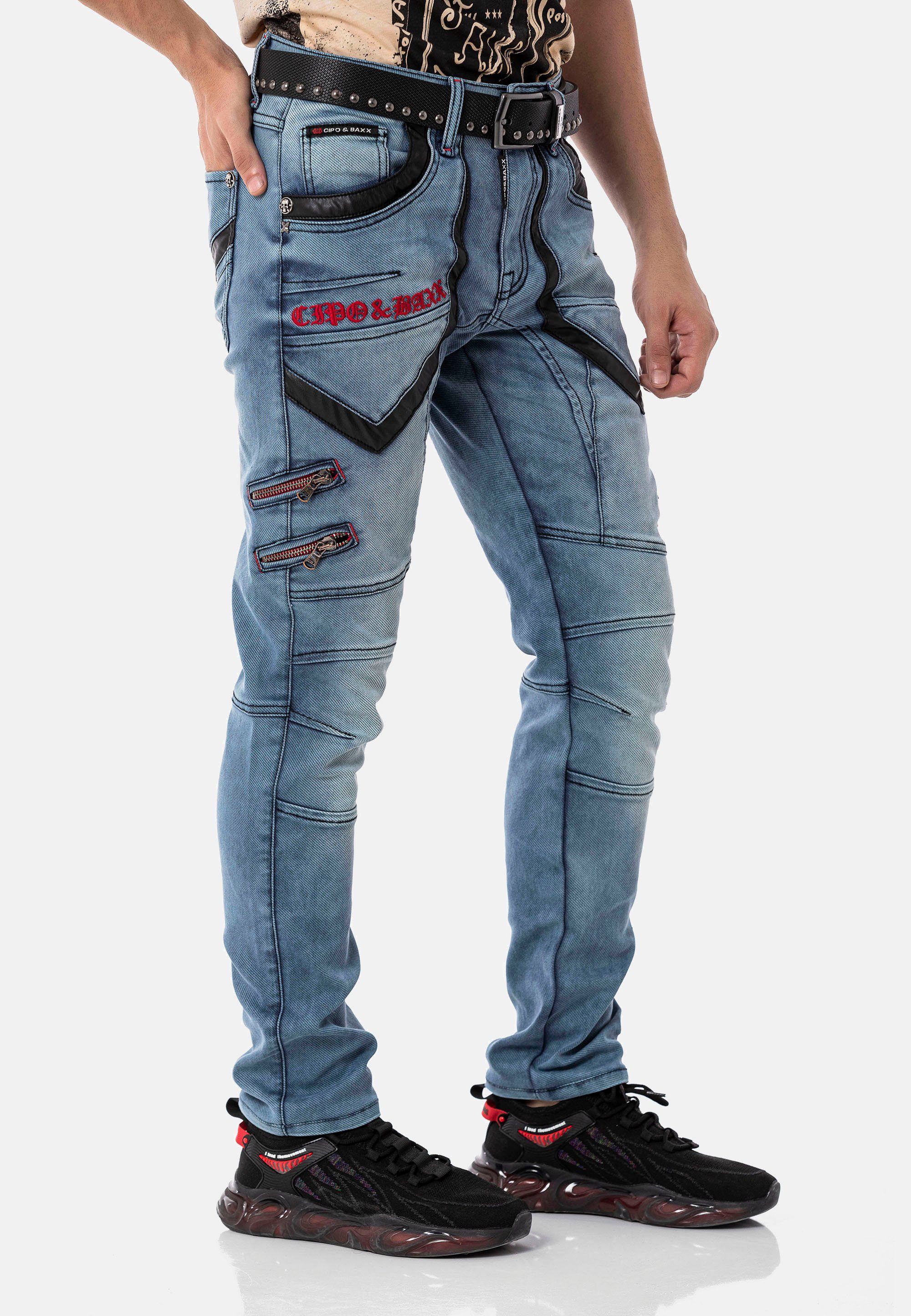 rockigen Design & im Jeans Cipo Bequeme blau Baxx