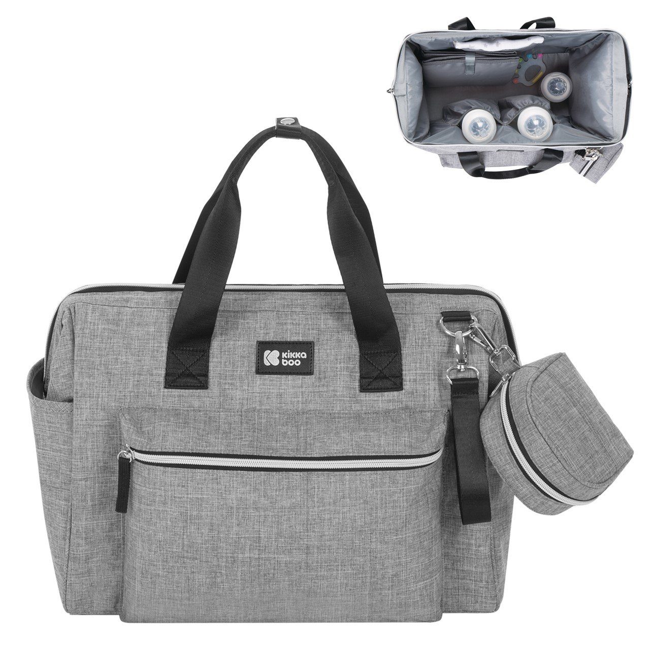 Kikkaboo Wickeltasche Tasche Maxi Wickelunterlage (1-tlg), kleine Tasche, Reißverschluss grau