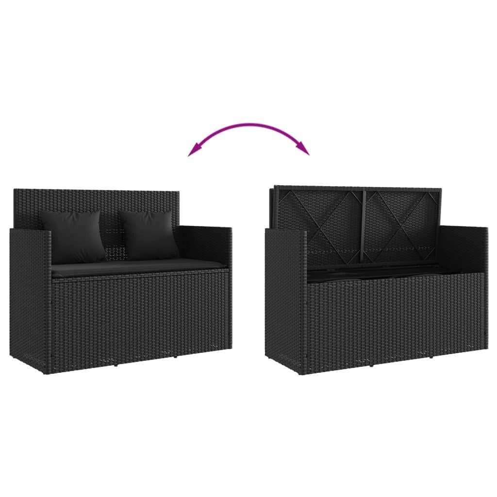Gartenbank NA Gartenbank mit Stauraum Schwarz PE-Rattan für 2 Personen 120x50x90c