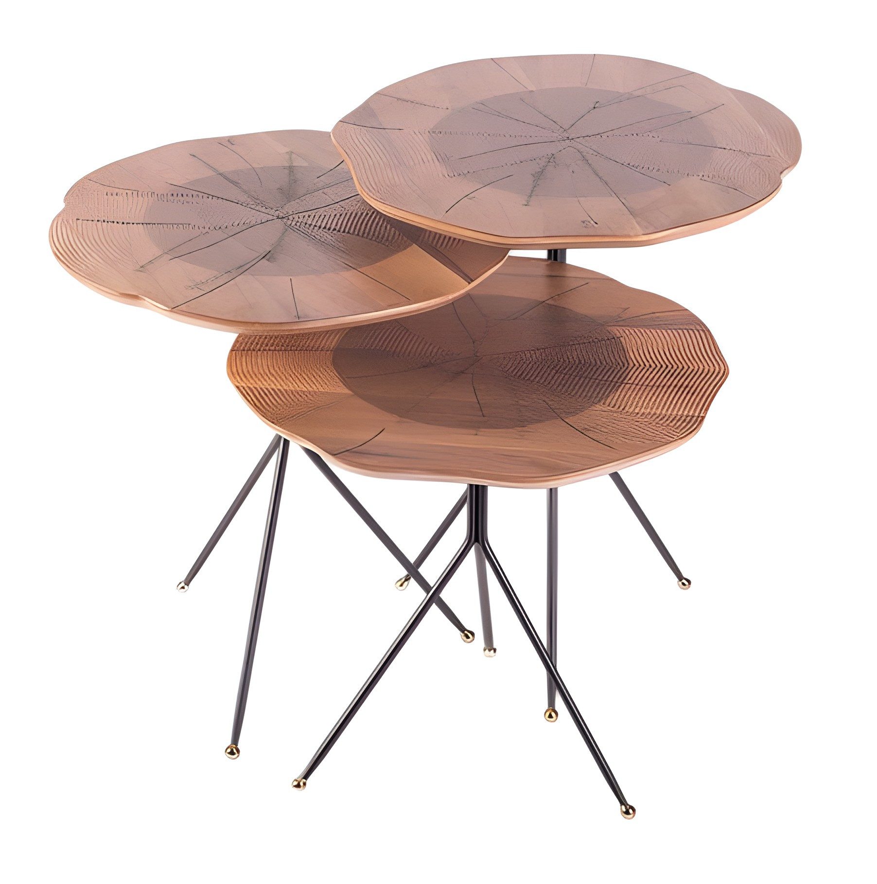 Xlmoebel Satztisch XLMOEBEL Beistelltisch Holz Beige rund, modern und elegant (Einzeltisch, 3-St., Beistelltisch Holz Beige), Made in Europa