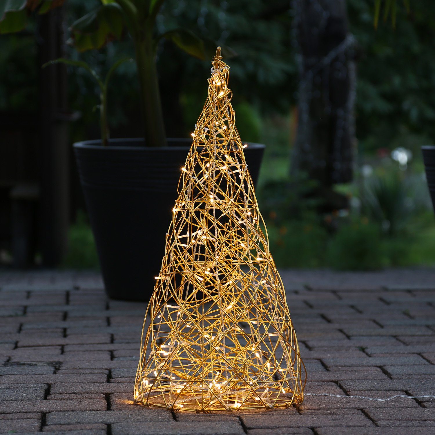 Classic, 3000K) Garten Dekoobjekt LED Leuchte Außen 3D Drahtleuchte 100LED LED warmweiß MARELIDA LED Terasse gold, (2100K bis Kegel