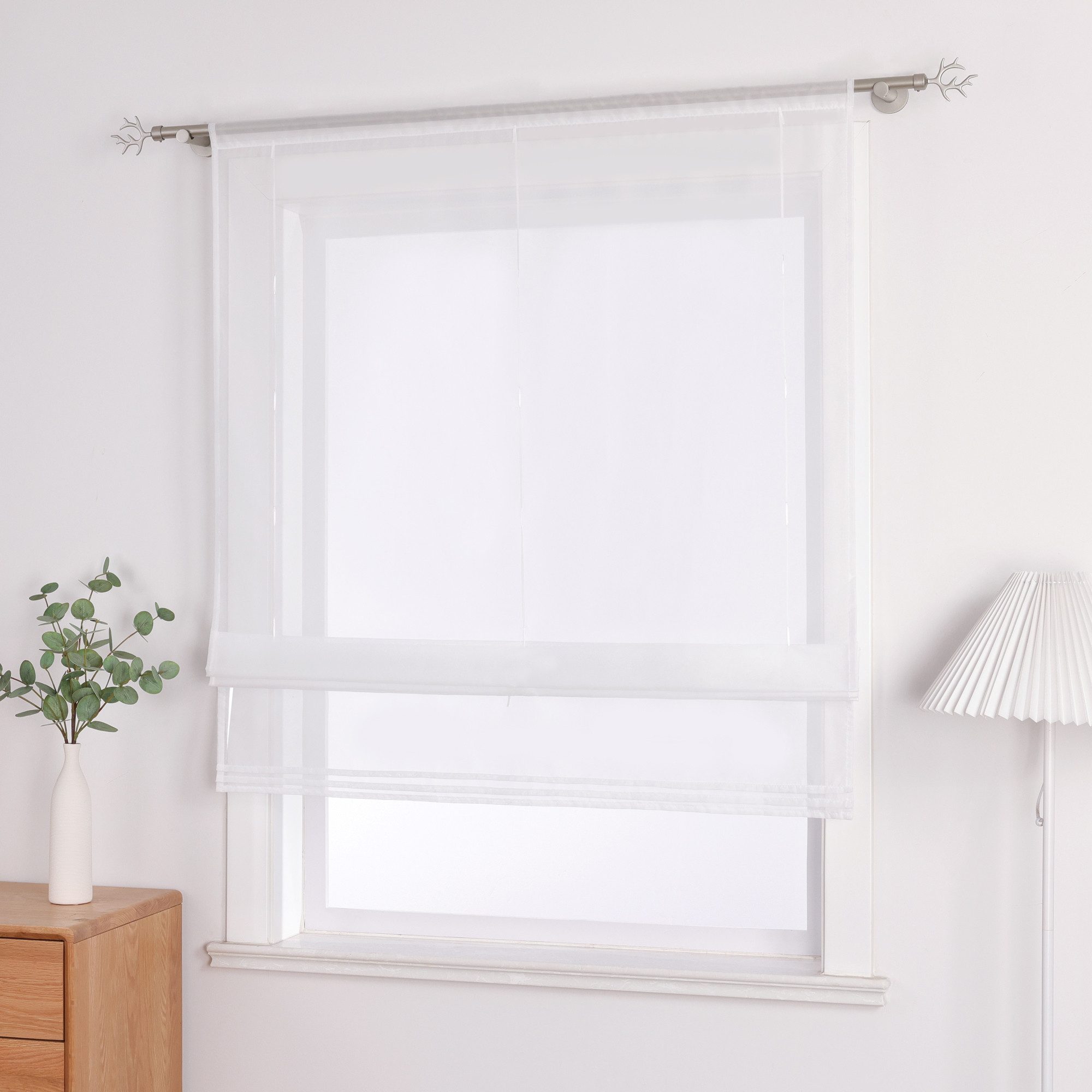 Joyswahl Raffrollo, mit Stangendurchzug, Voile Uni, Wohnzimmer, Transparent günstig online kaufen