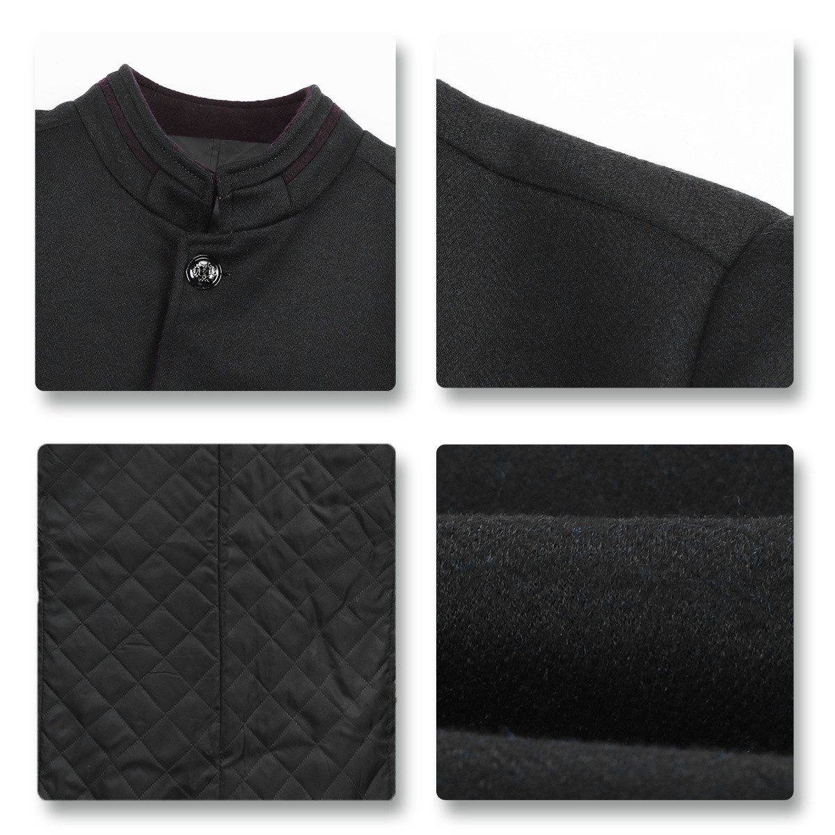 Allthemen Kurzmantel Herren Manteljacke mit Stehkragen Wollmantel Winter Business Jacke