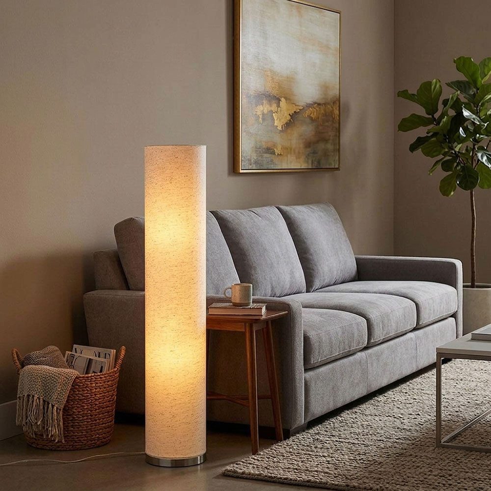 GLOBO LIGHTING Stehlampe, Leuchtmittel nicht inklusive, Stehlampe Stehleuchte Beistelllampe Stoff sandfarben 3 flammig H 110cm