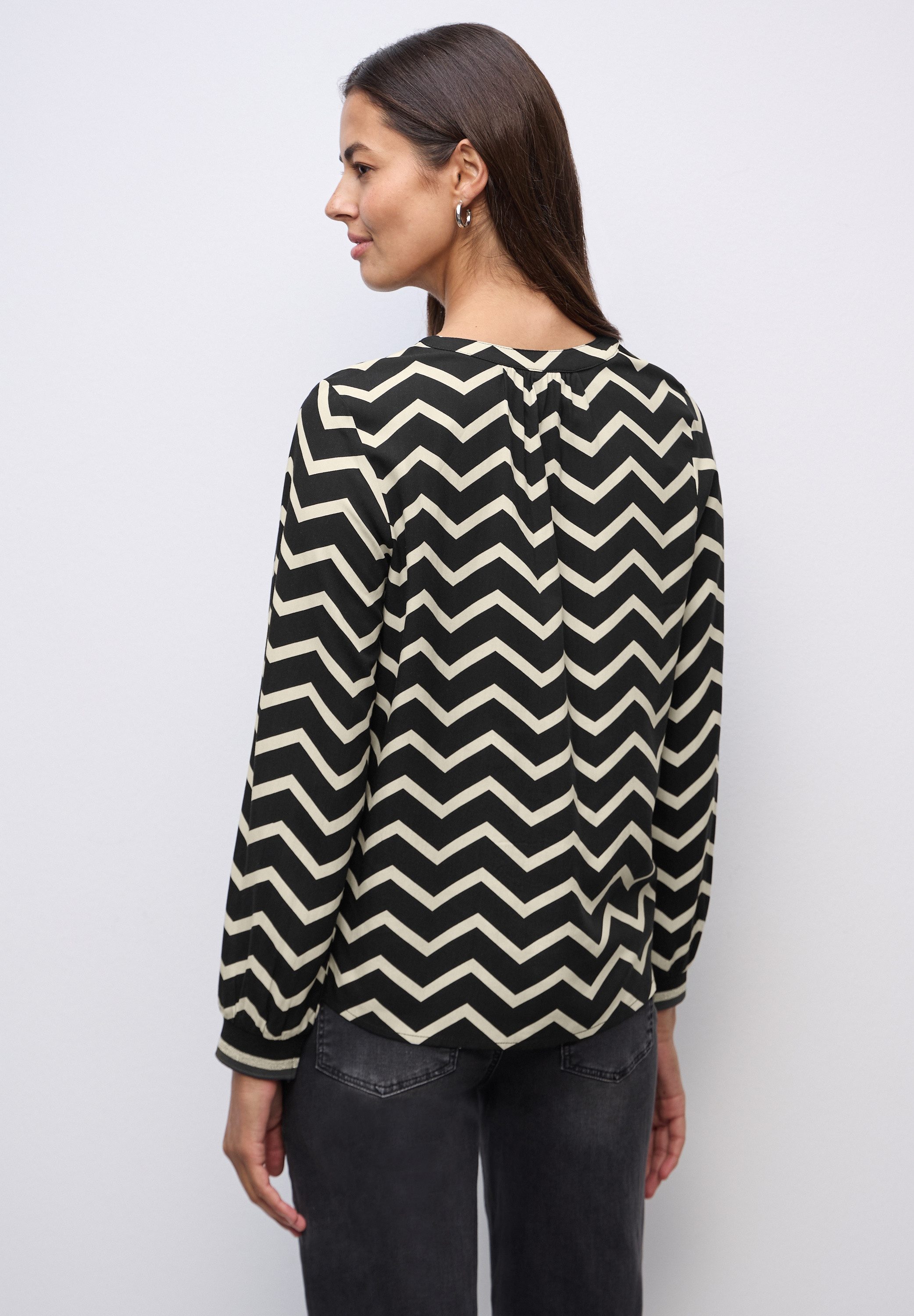 STREET ONE Langarmbluse mit Zick Zack Muster günstig online kaufen