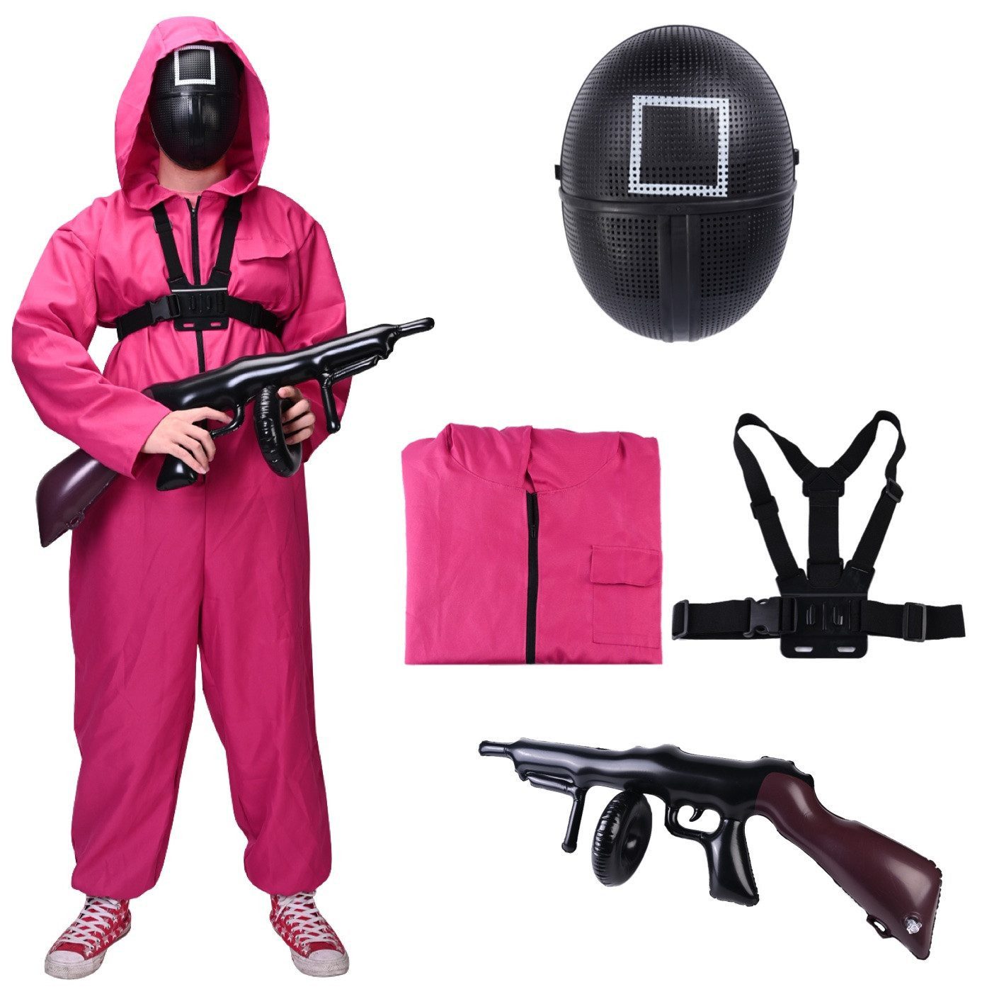 FASCHINFEVER Verkleidungsmaske Squid Game Maske - für Halloween, Fasching & Karneval