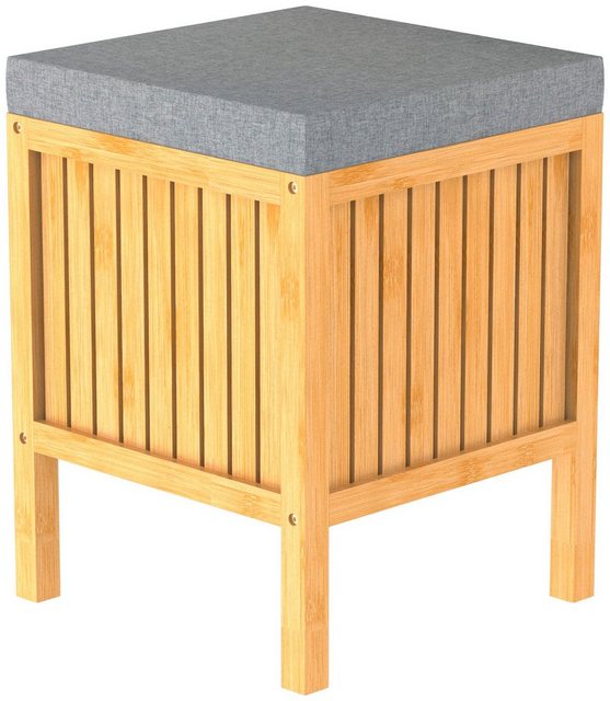 Eisl Badhocker »Bambus«, Wäschesammler mit Sitzkissen, nachhaltige Badmöbel Bambus-Otto