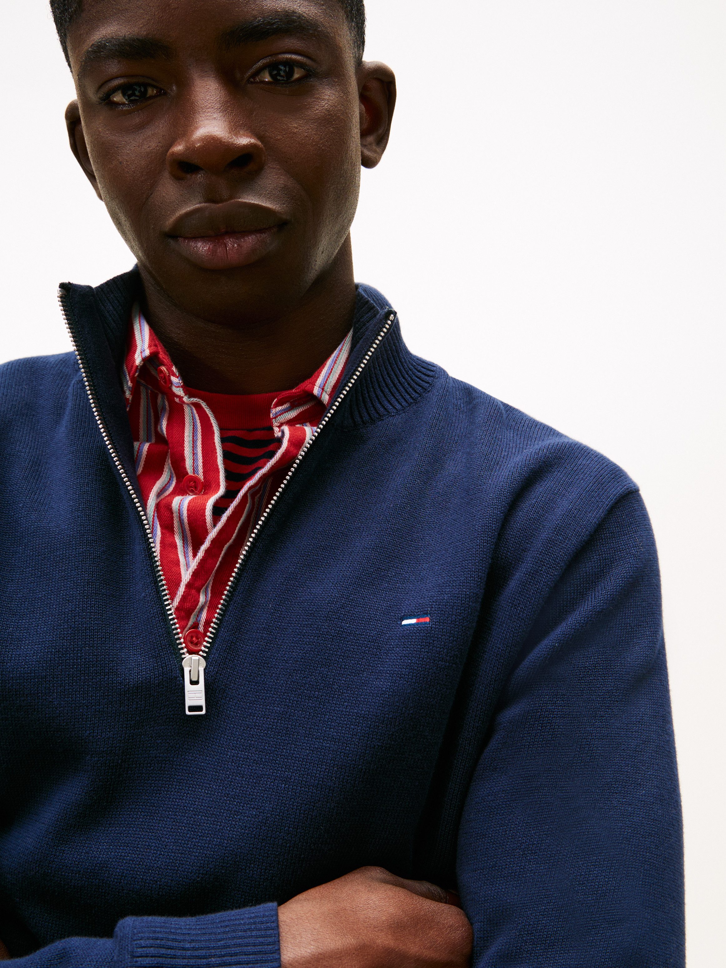 Tommy Jeans Strickpullover TJM SLM ESS LIGHT ¼ ZIP SWTR EXT Mit Rundhalsaus günstig online kaufen