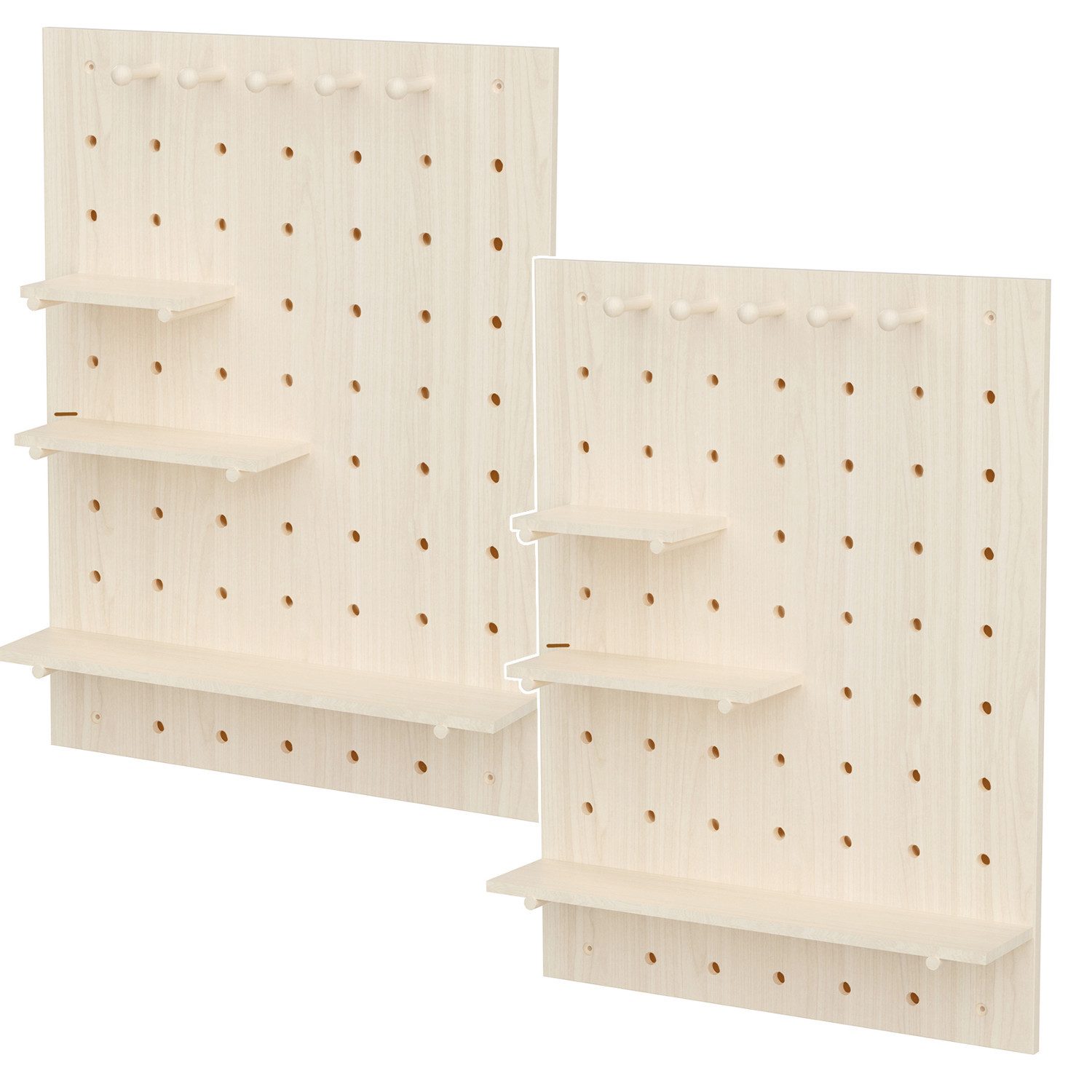 Maclean Wandtafel MC-131 WD Holzbrett-Organisator Steckbrett 60x80 cm, (2-tlg), mit 3 praktischen Ablagen und 5 Aufhängern